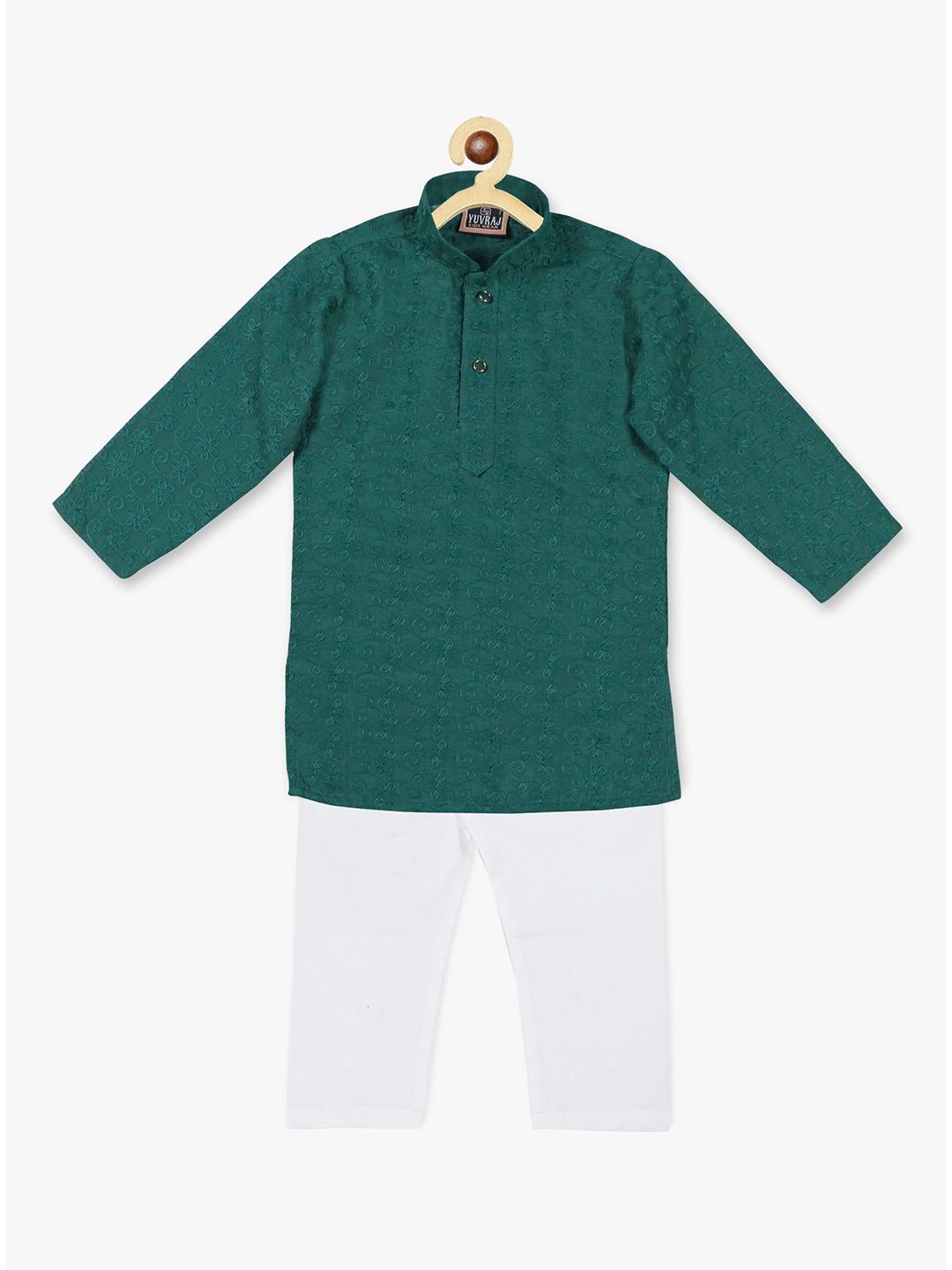 SG YUVRAJ Boys Embroidered Regular Chikankari Kurta with Pyjamas-picture-12