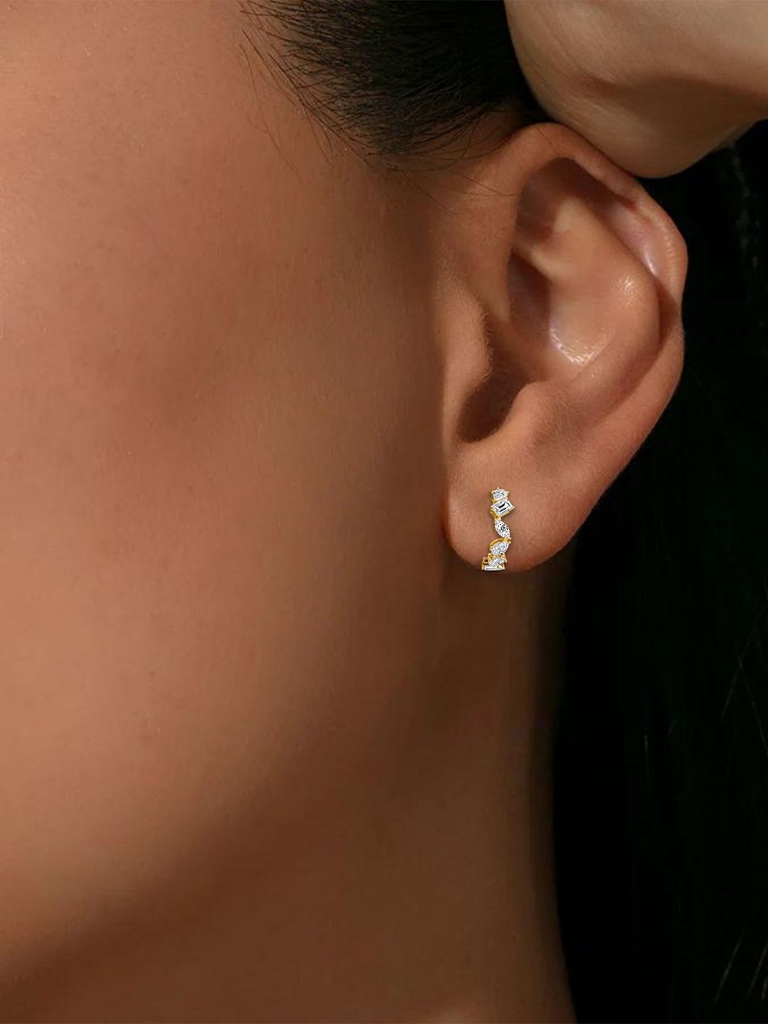 LUNA 14 KT Gold 4.04 Ct Lab Grown Diamond Hoop & Huggie Earrings - 3.64 g-image-22