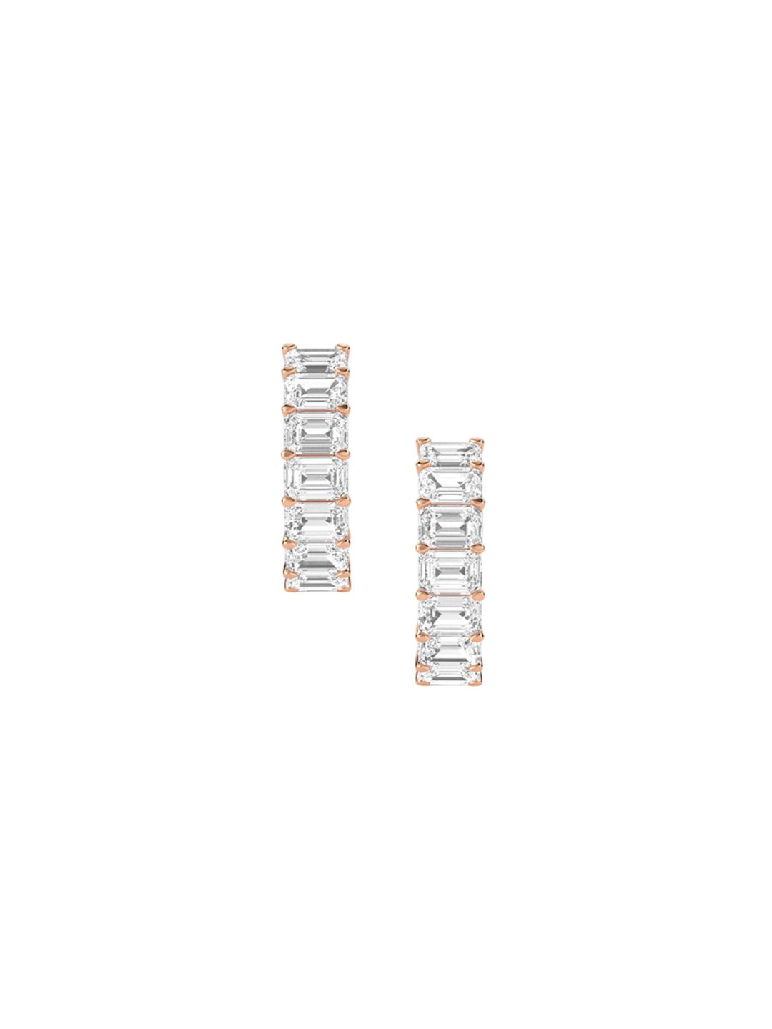 LUNA 14 KT Rose Gold 13.2 Ct Lab Grown Diamond Hoop & Huggie Earrings - 6.33 g-image-27