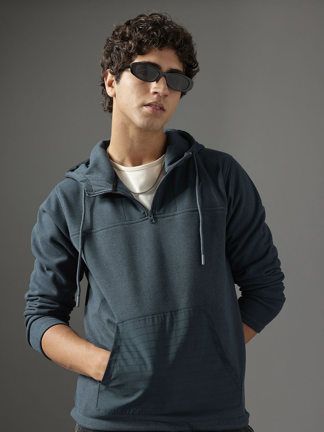 FCUK Half Zipper Hooded Sweatshirt-image-2