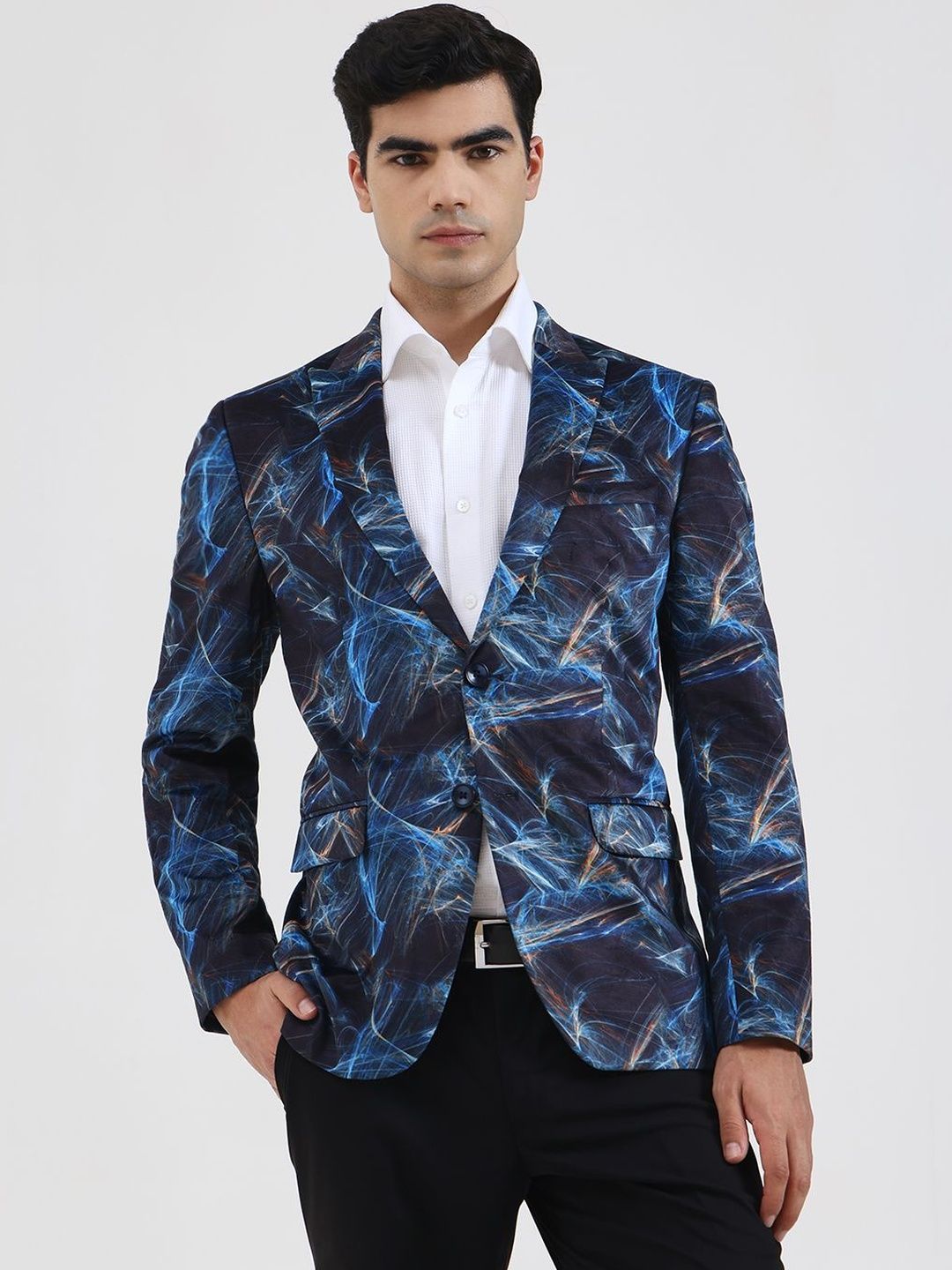 JB STUDIO Notched Lapel Collar Single-Breasted Blazers-image-5