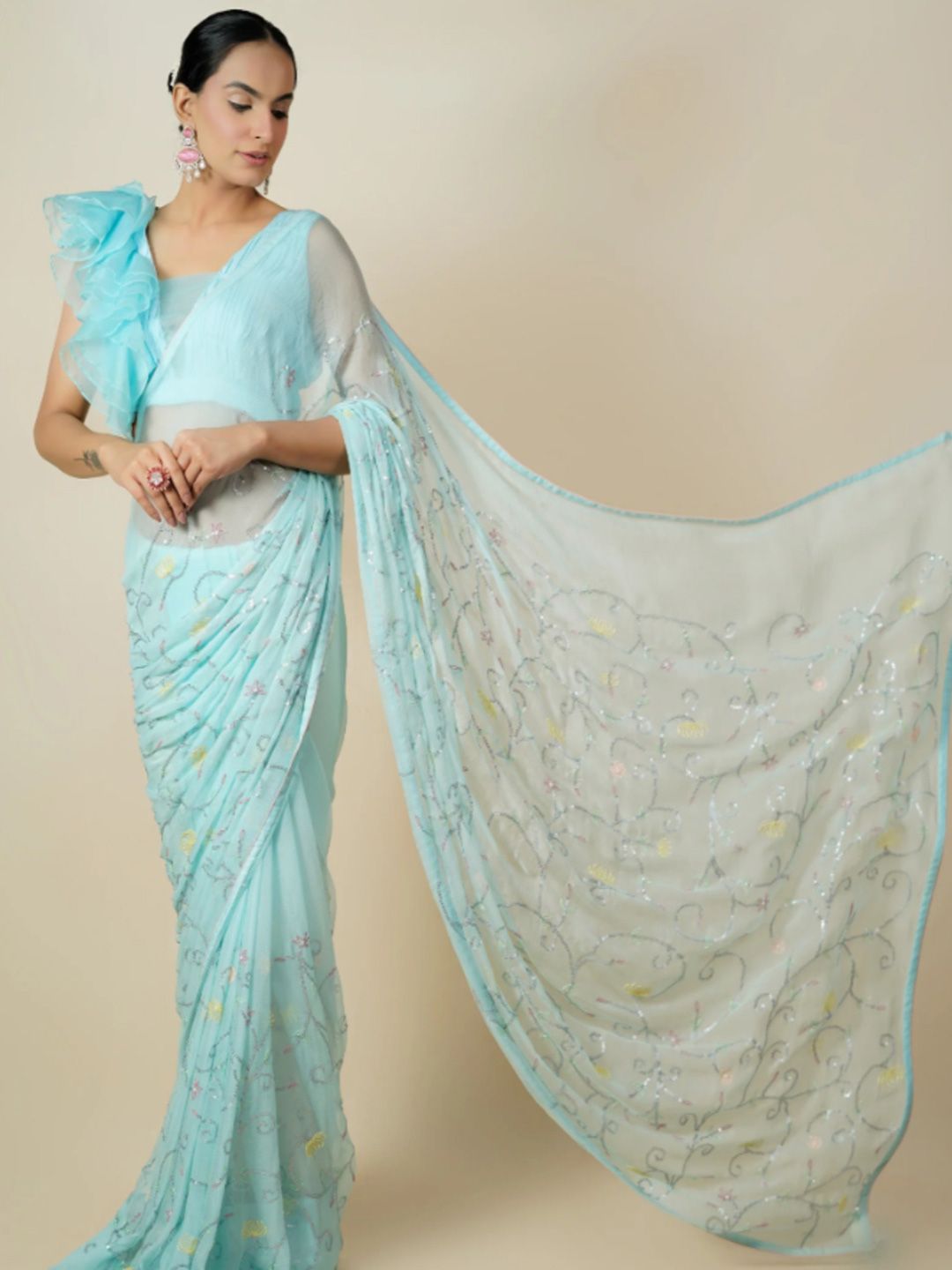 Tilsim by Sagarika Mehrotra Embellished Sequinned Pure Georgette Designer Saree-image-28