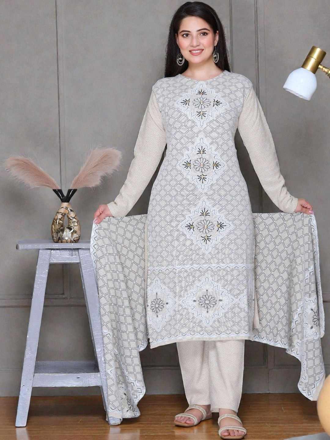 The Zigar Studio Women Regular Pure Wool Kurta with Trousers-picture-41