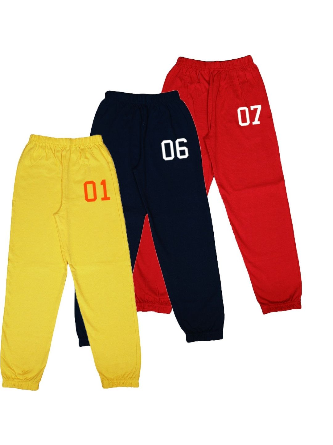 Swanker Unisex Kids Pack of 3 Cotton Mid-Rise Joggers Track Pants-picture-39