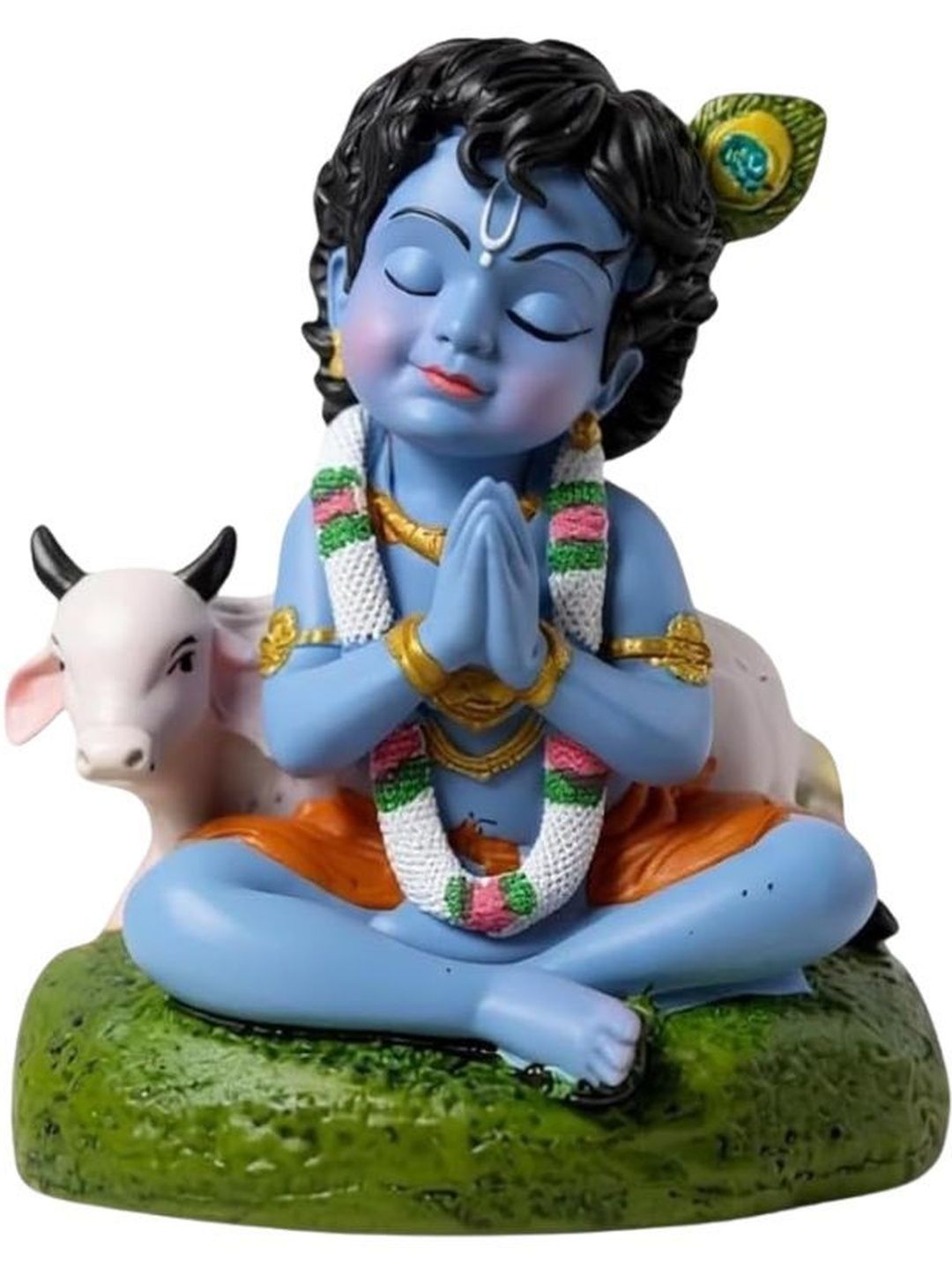 Tiny Shiny Tiny Shiny Baby Krishna Statue With Cow-image-15