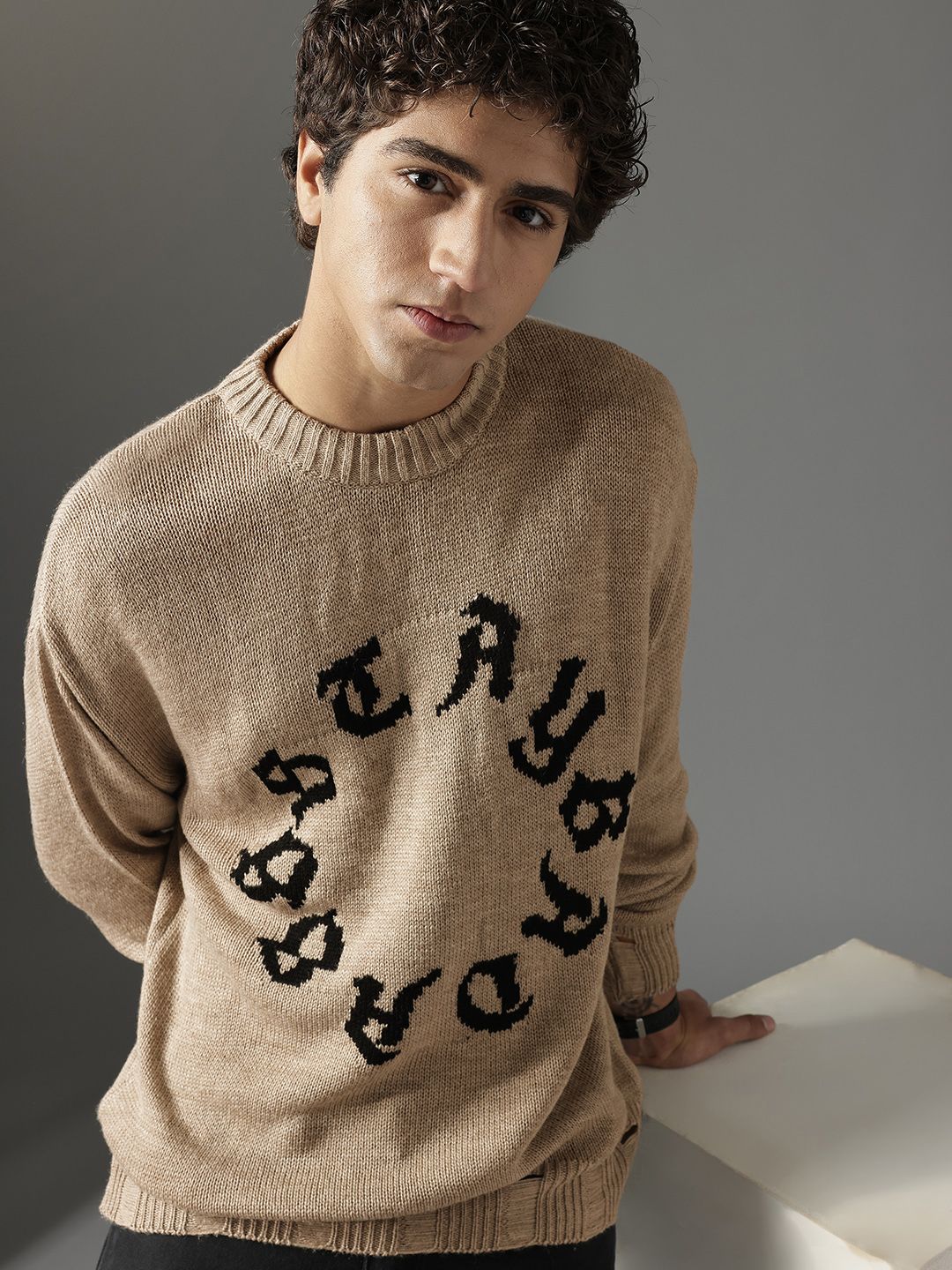 FCUK Typography Knitted Pullover Sweater