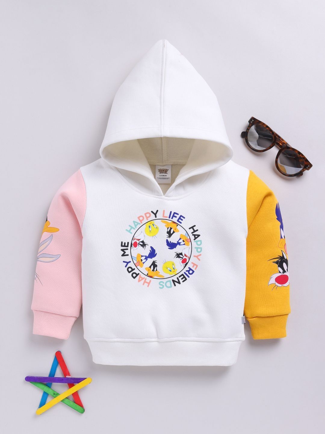 YK X Tinyo Girls Colourblocked Hooded Sweatshirt-picture-36