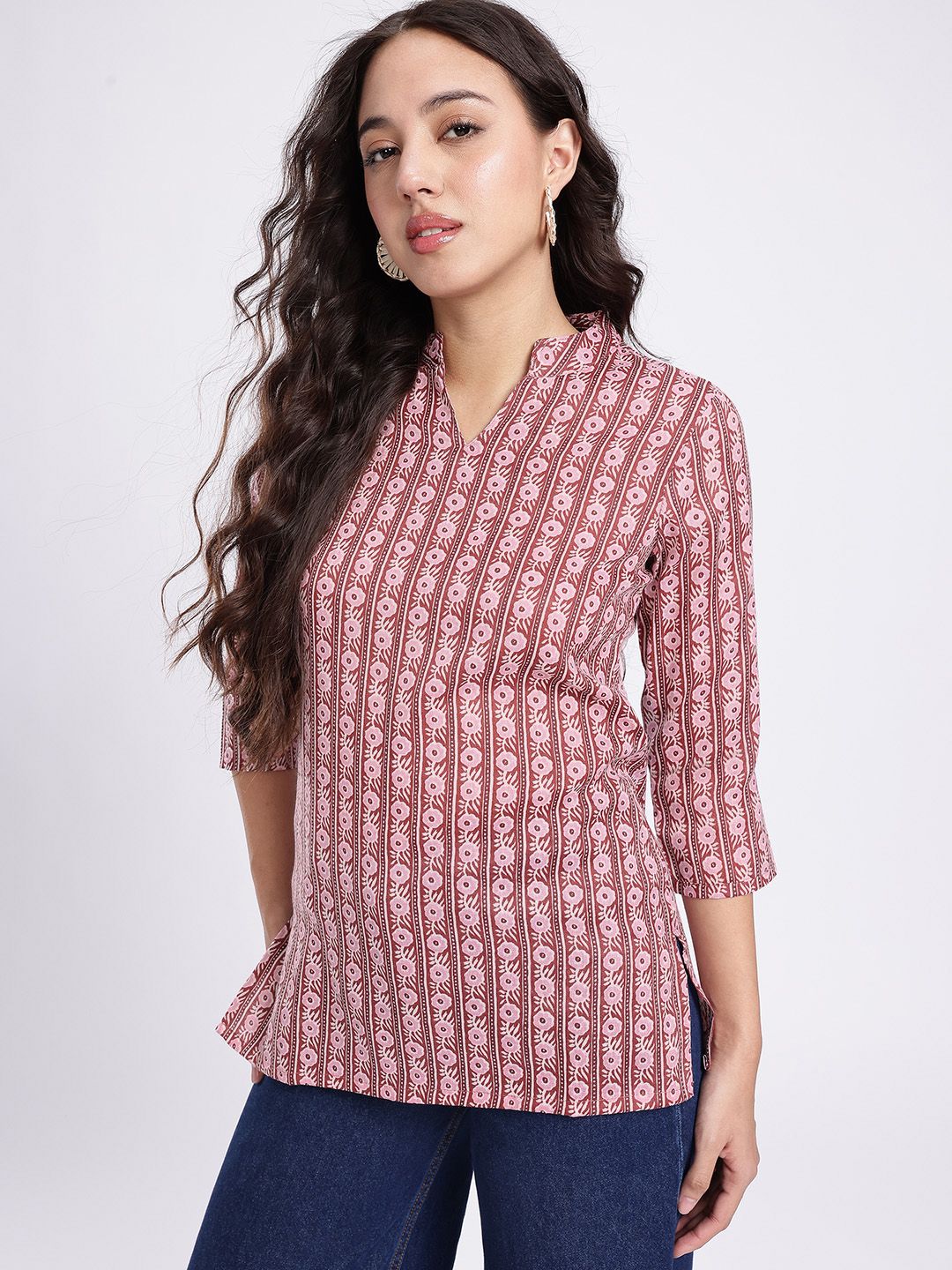 Anouk Rustic Floral Printed Mandarin Collar Straight Kurti-picture-32