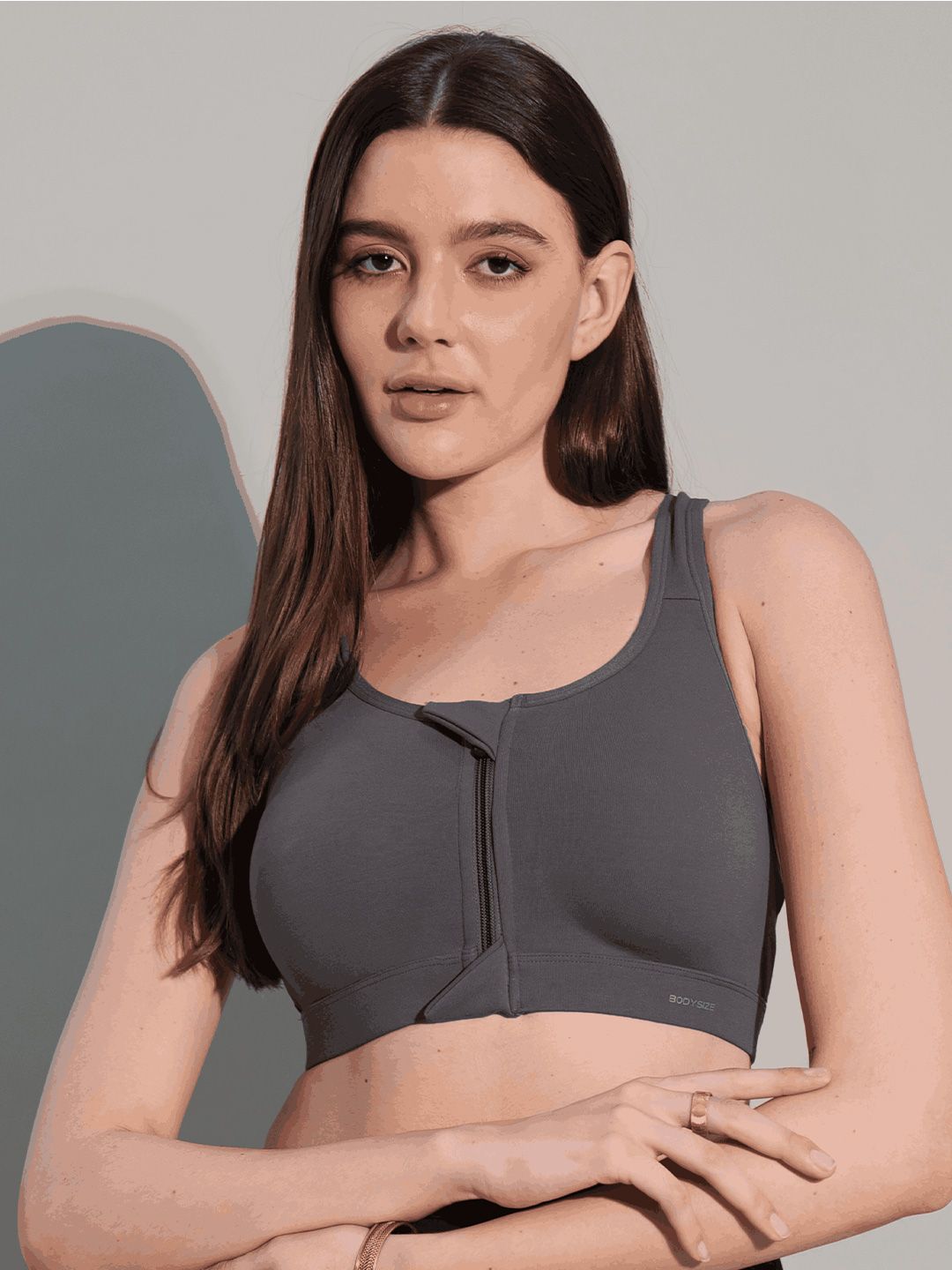 BODYSIZE Women Front Open Zipper Sports Bra Wire Free , Gym , Back Support & Workout-picture-14