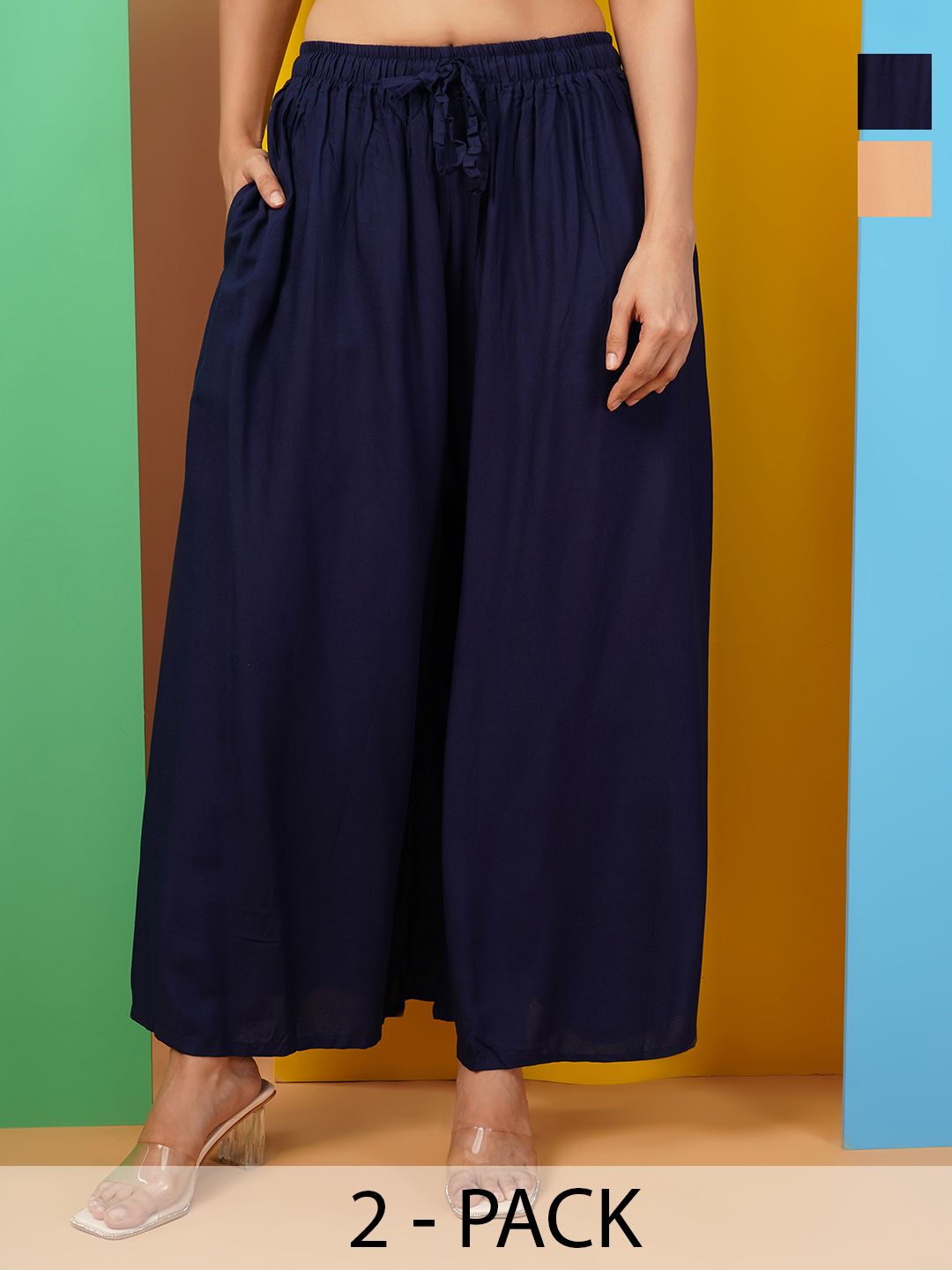 LEGITLOOKS Women Pack Of 2 Flared Ethnic Palazzos-image-23