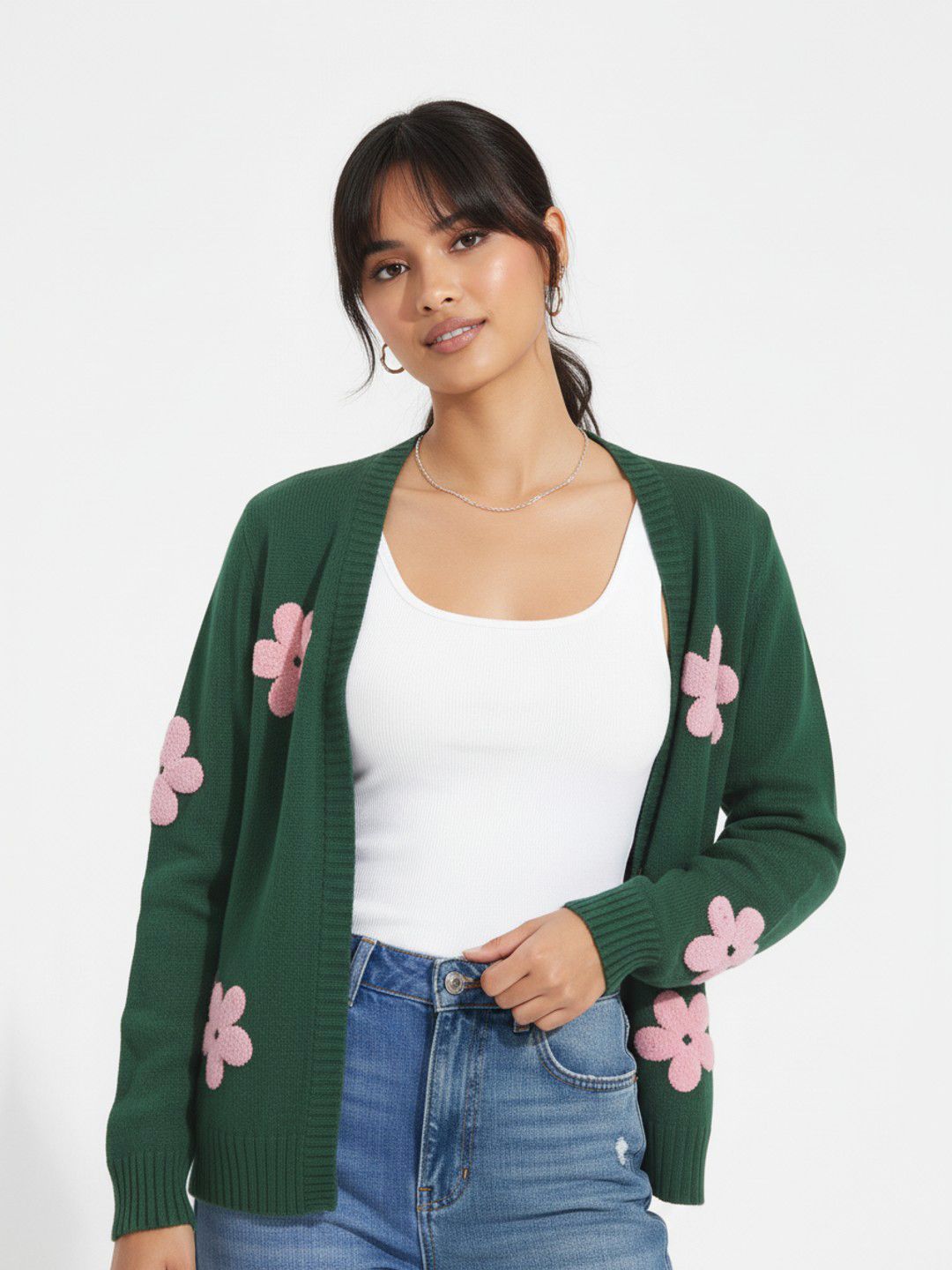 glitchez Acrylic Floral Embroidered Front-Open Sweater-picture-37