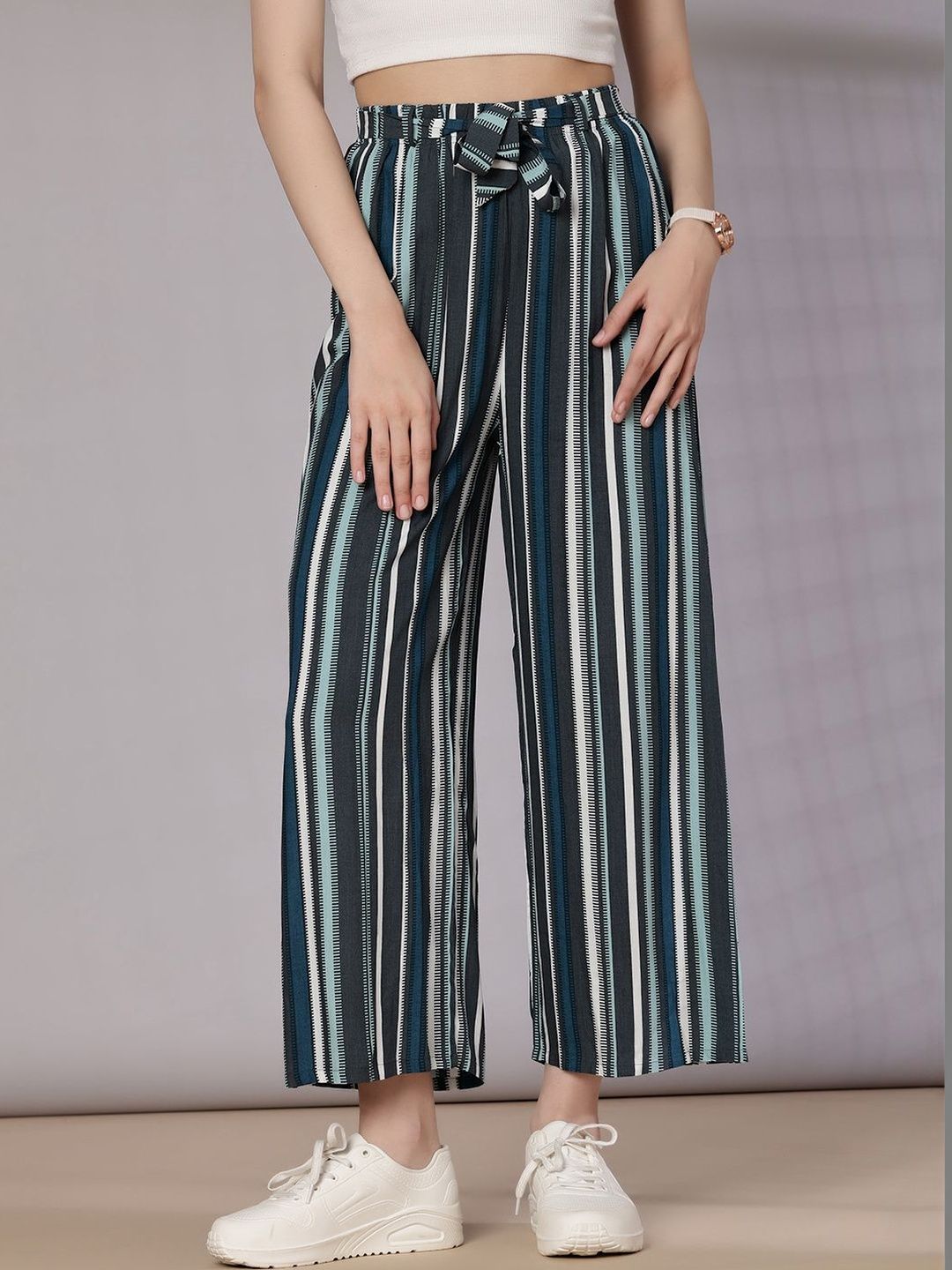 V-Mart Women Striped Cropped Palazzos