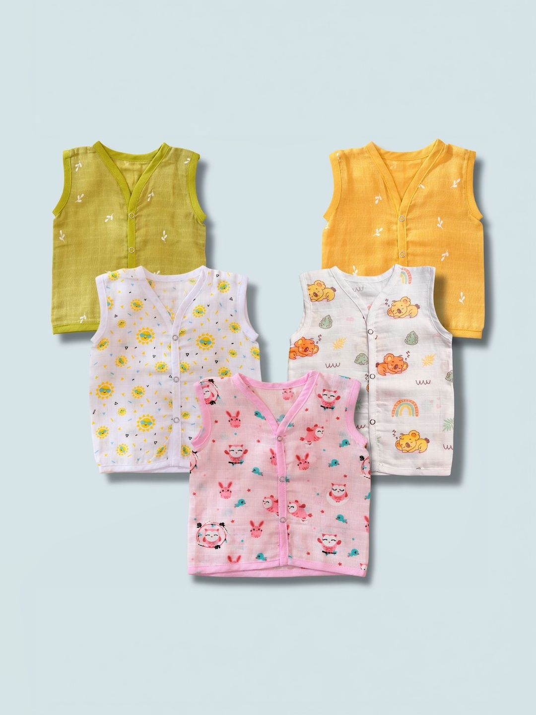 Little Dreams Grow with Style Kids Pack Of 5 Printed Cotton V-Neck Sleeveless Jhablas-picture-23