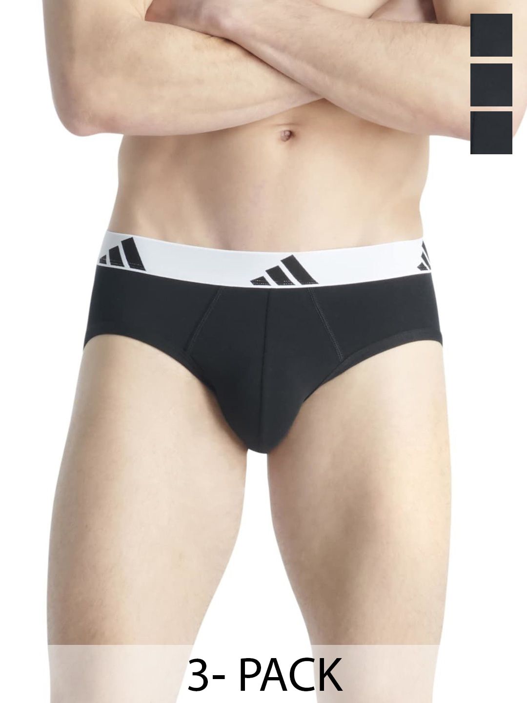 ADIDAS Pack Of 3 Striped Cotton 4-Way Stretchable Basic Briefs-image-30