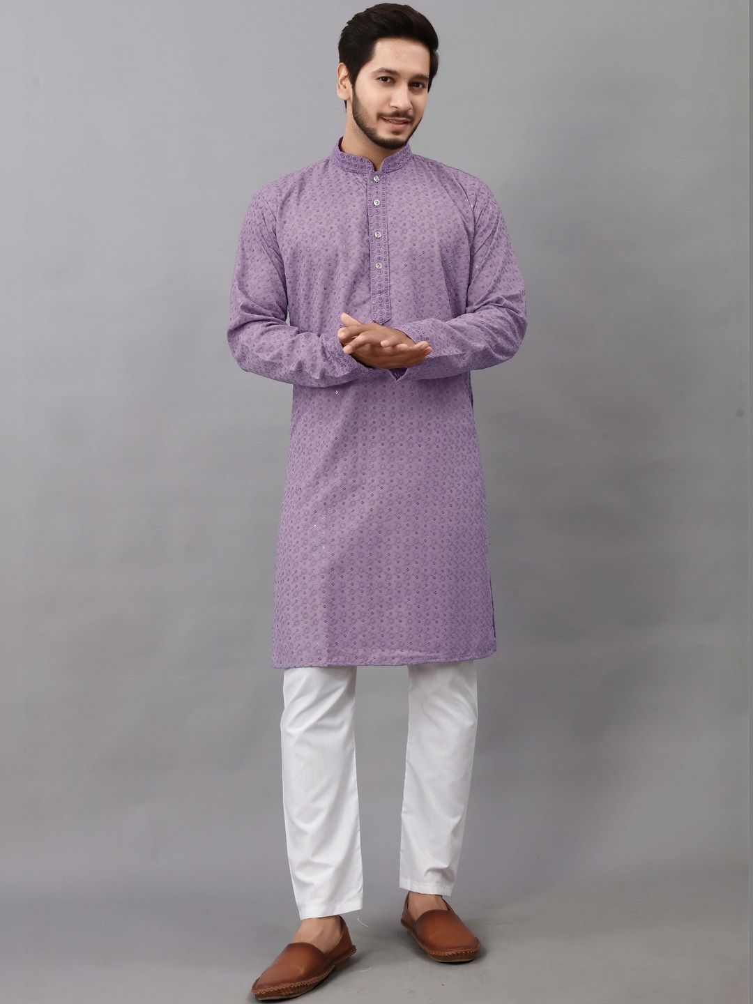 Parrth Enterprisess Men Embroidered Regular Kurta with Pyjamas-picture-18