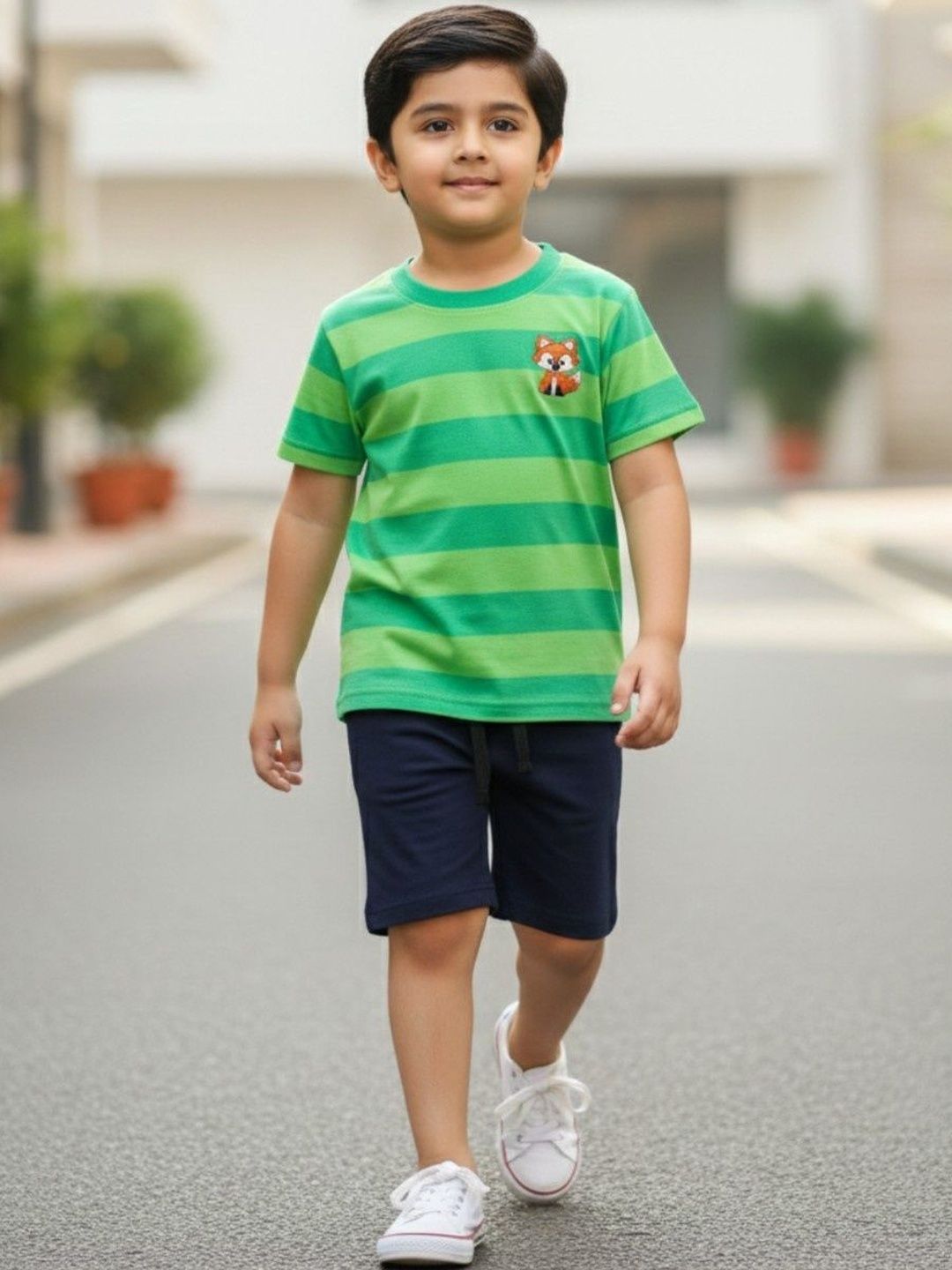 ADORE A BOO Boys Striped T-shirt with Shorts-picture-13