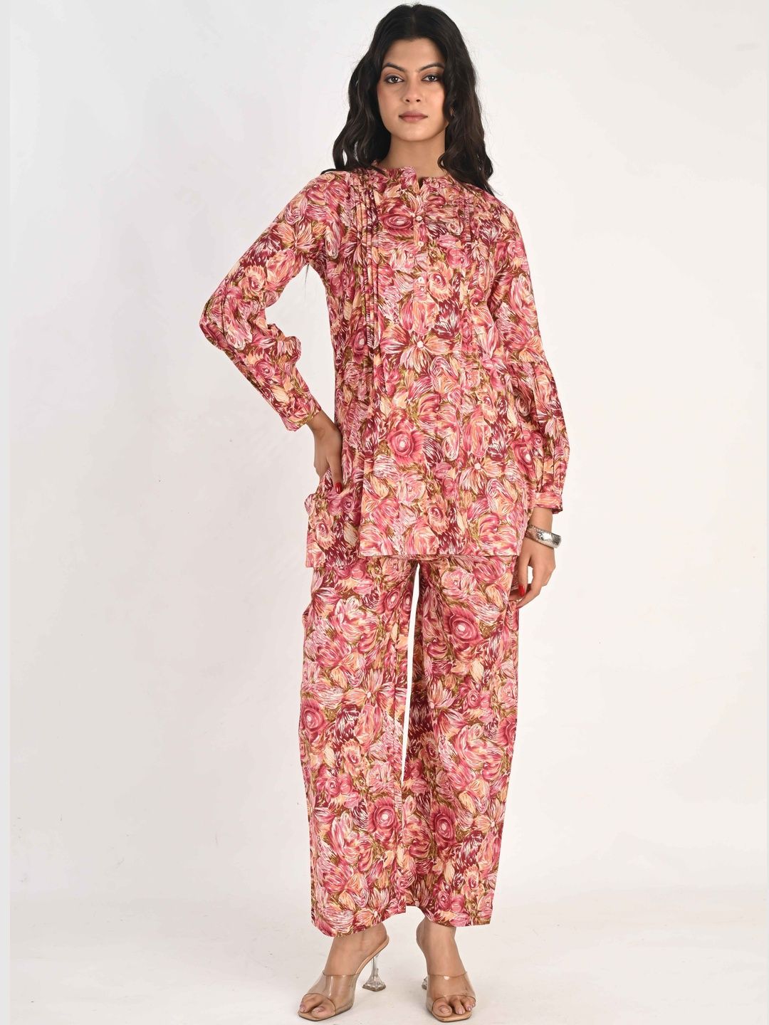 REAM Printed Pure Cotton Mandarin Collar Tunic & Trousers Co-Ords-picture-32