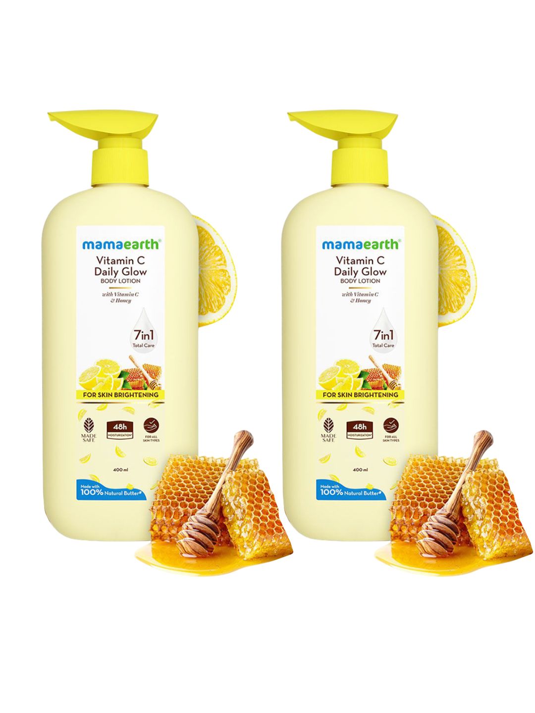Mamaearth Set of 2 Vitamin C Daily Glow Body Lotion with Honey - 400 ml each-image-24