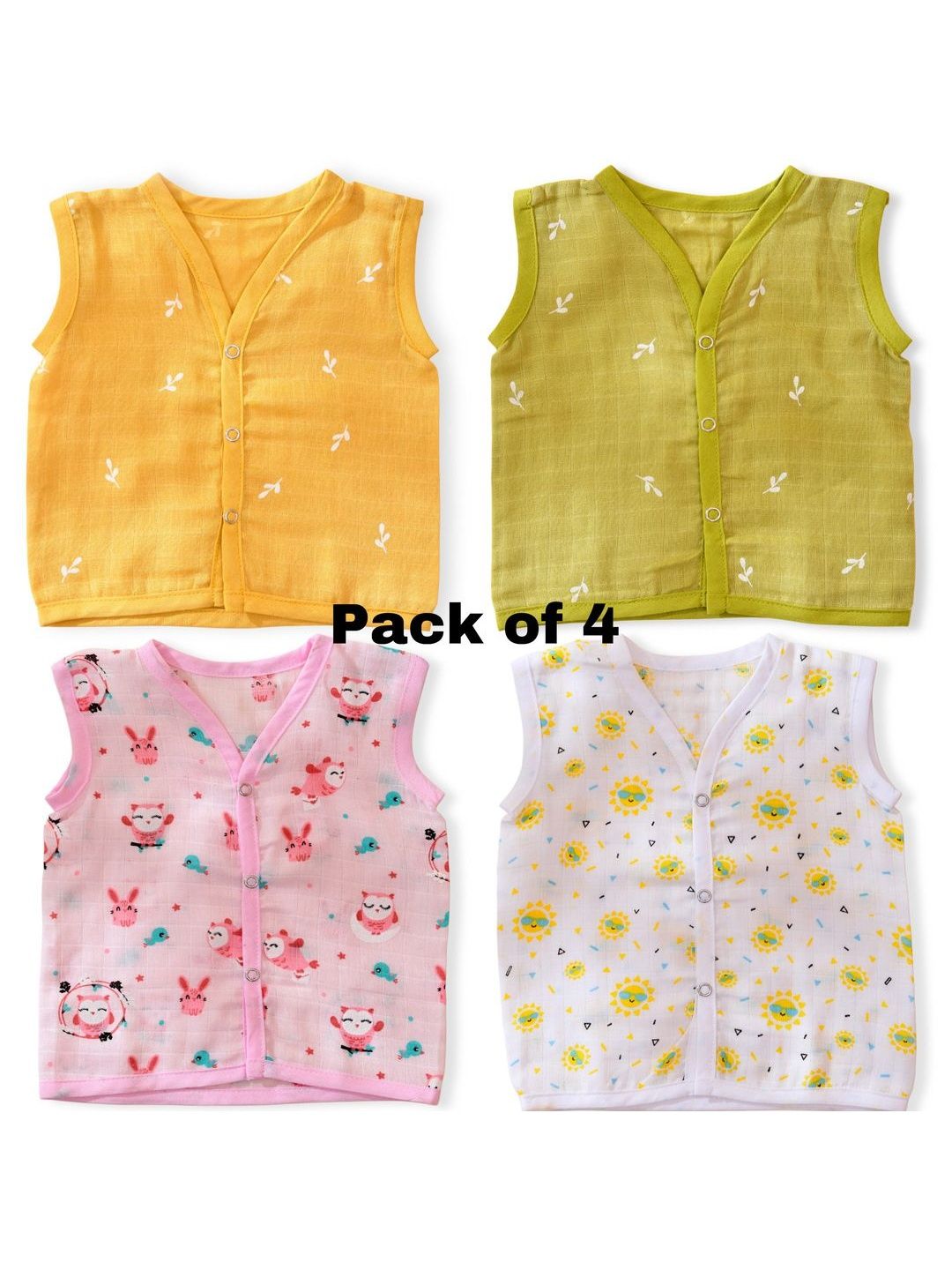 Little Dreams Grow with Style Pack of 4 Infants Kids Printed V-Neck Jhabla-picture-31