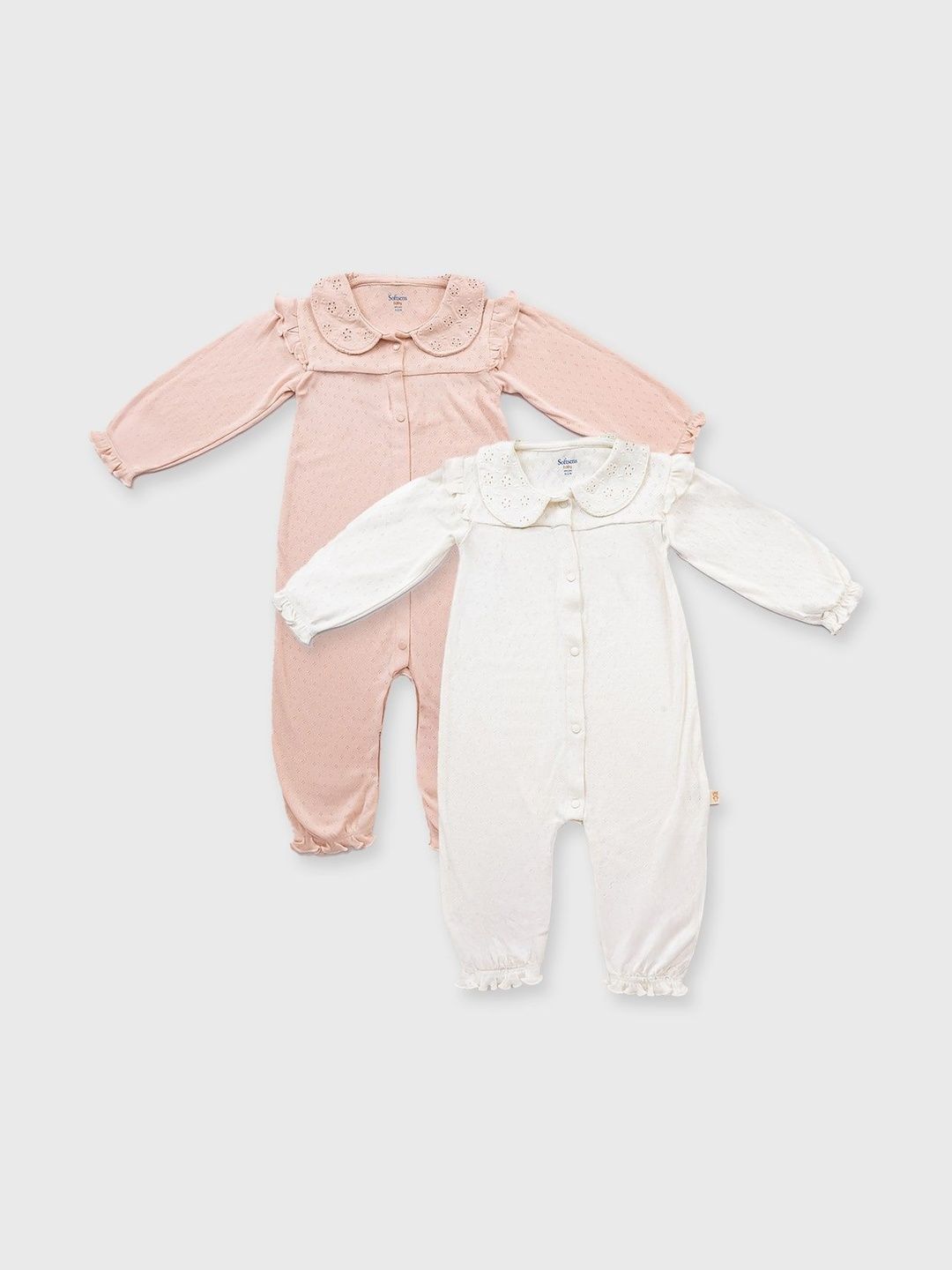 Softsens Infant Girls Pack Of 2 Pure Cotton Rompers-picture-10