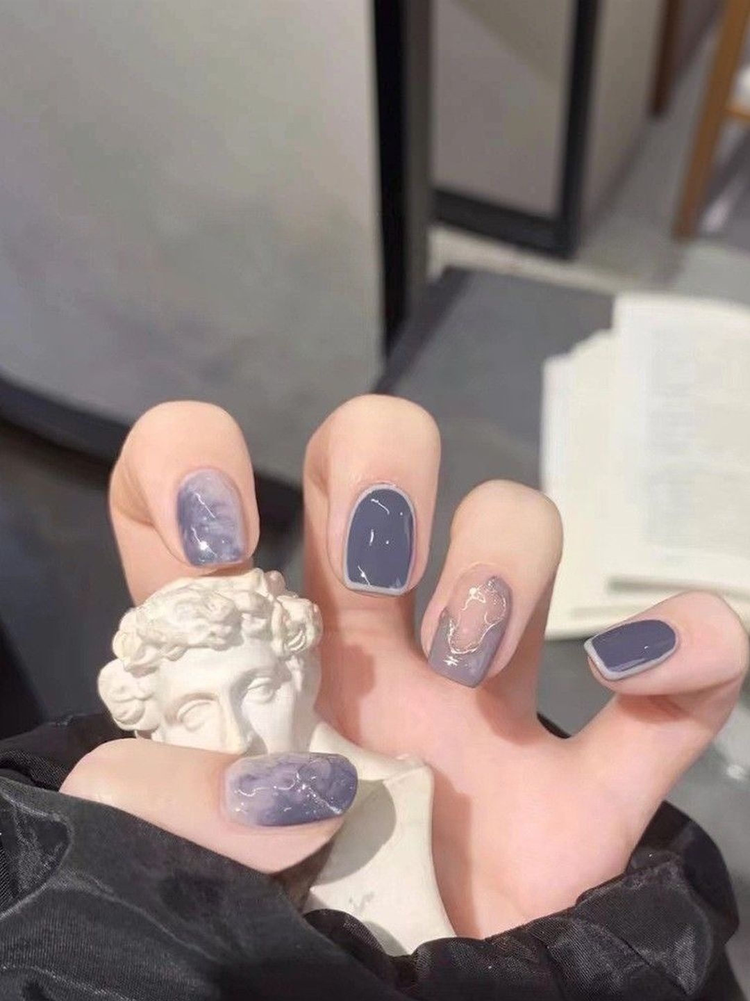 STYFY Set Of 24 Reusable Press On Artificial Nails With Glue & Manicure Kit - Thunder-picture-34