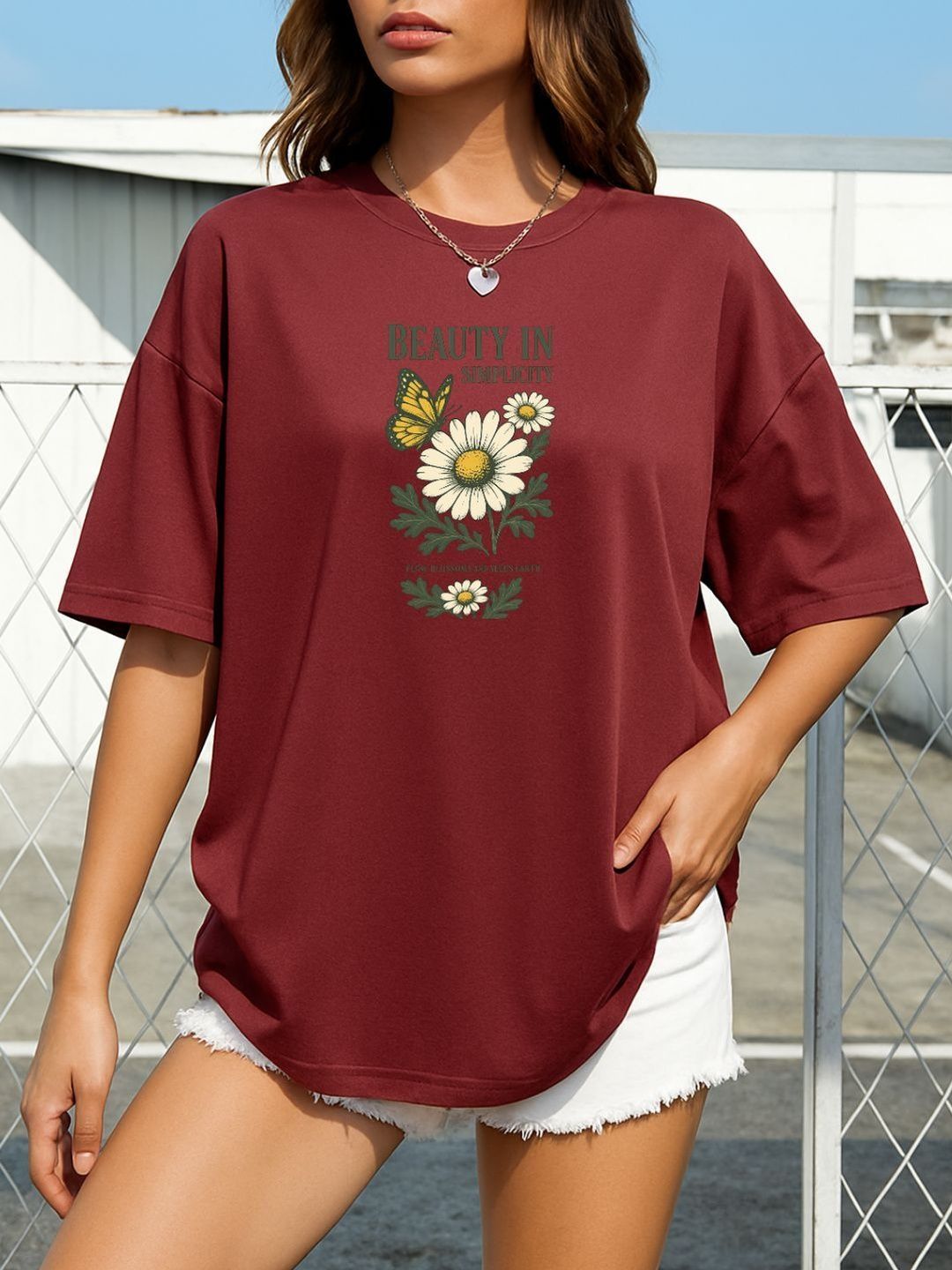 Slenor Women Floral Printed Drop-Shoulder Sleeves T-shirt-picture-21