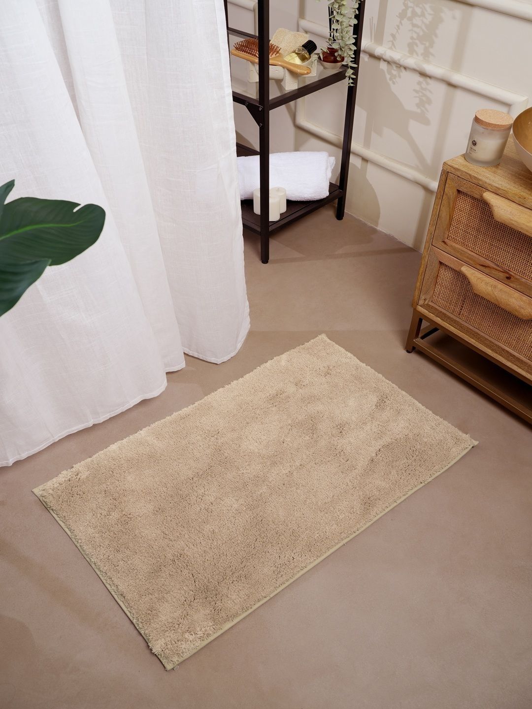 RALIA HOMES Beige Anti-Skid Bath Rugs-image-38