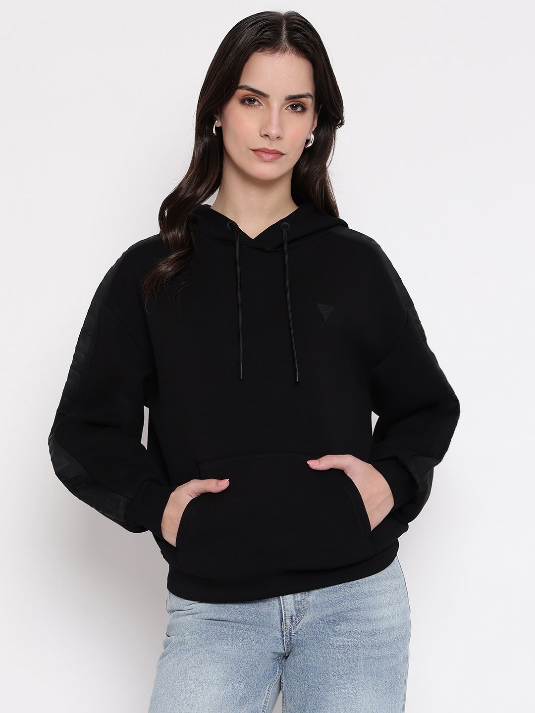 GUESS Embossed Sleeves Hooded Sweatshirt-picture-21