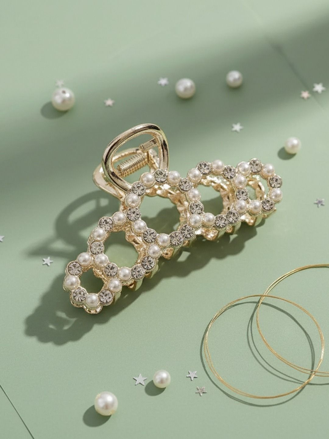 Krelin Elegant Pearl & Crystal Embellished Metal Hair Claw Clip-image-37