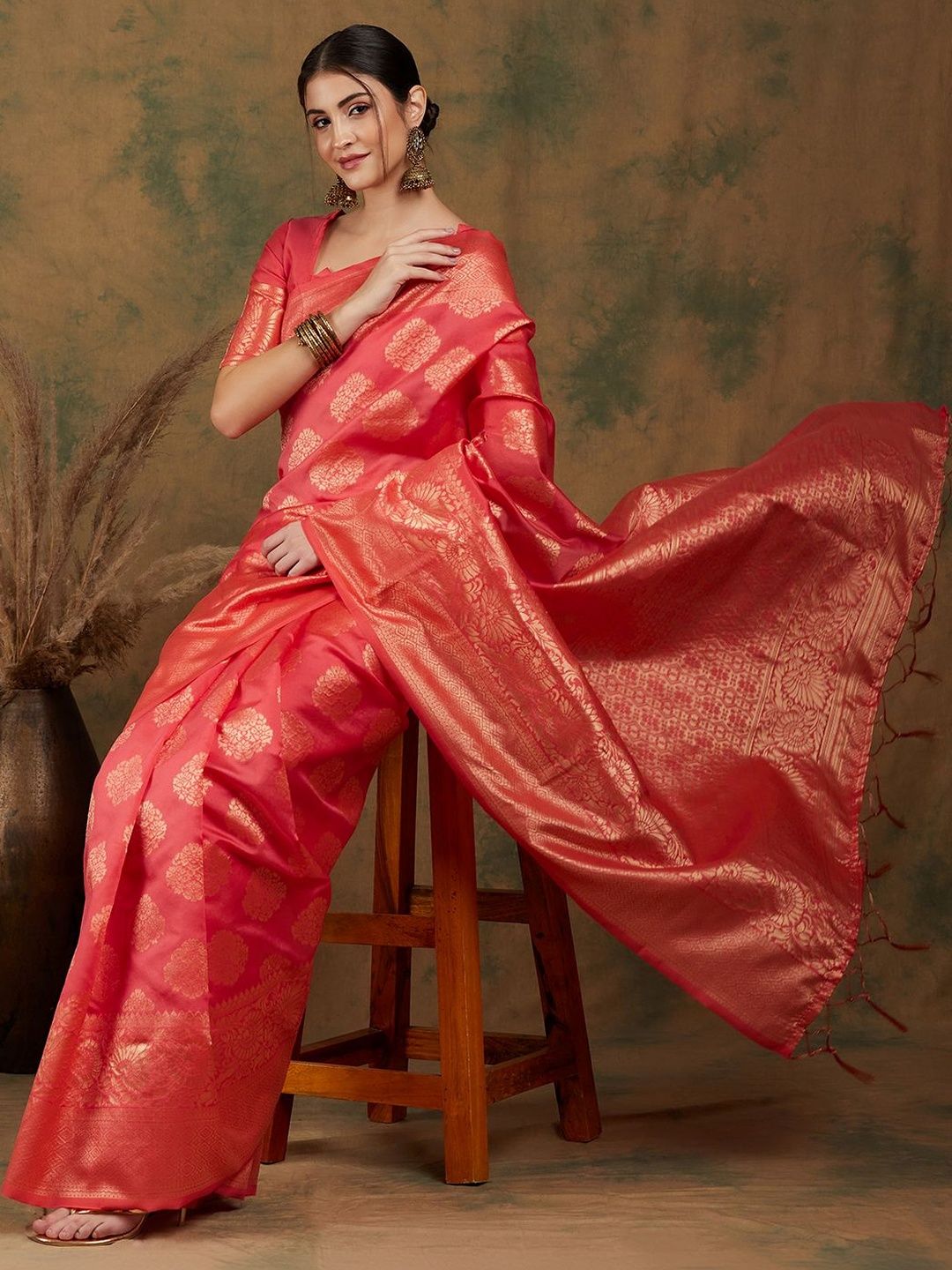 FASHION STROM Woven Design Zari Silk Blend Heavy Work Banarasi Saree-picture-37