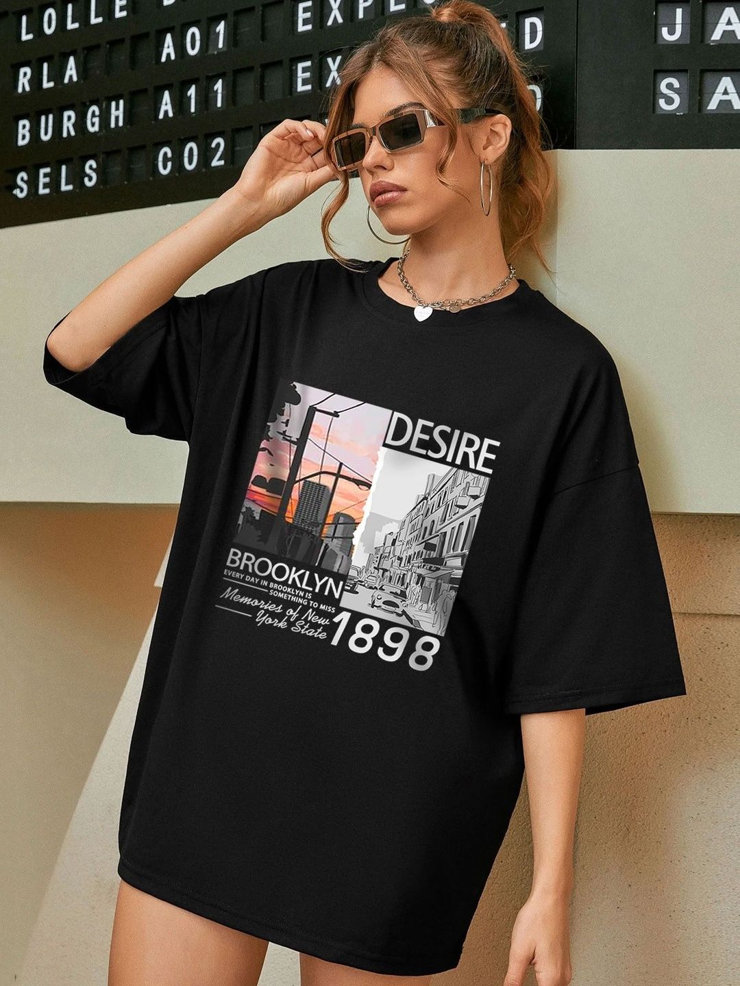 SZN Women Printed Drop-Shoulder Sleeves T-shirt