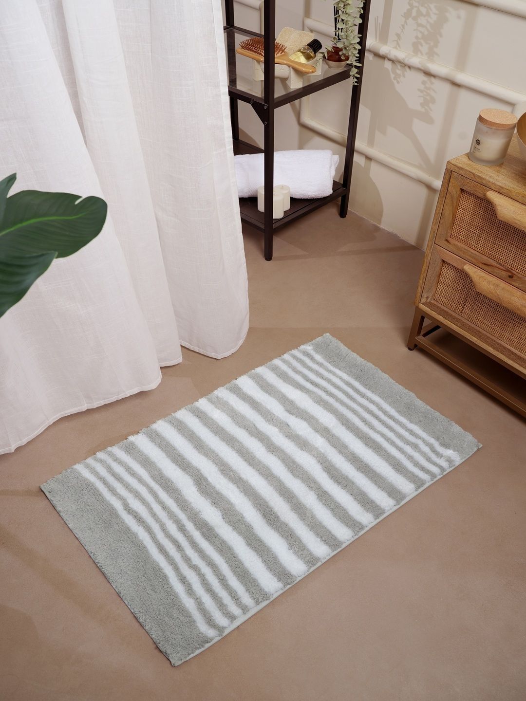 RALIA HOMES Grey Self-Design 1800 GSM Quick-Dry & Anti-Skid Microfibre Bath Mat-image-26