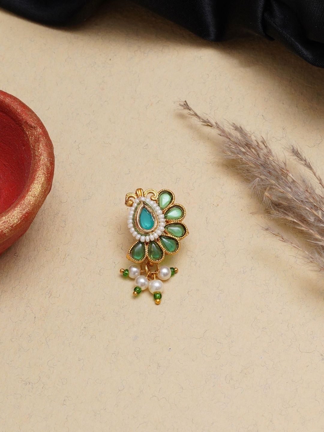 Mali Fionna Gold-Plated Artificial Stones and Beads Stud Nosepin-picture-19