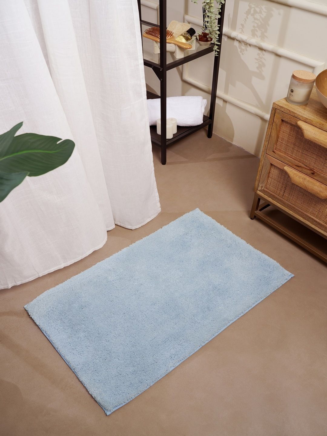 RALIA HOMES Blue Self-Design 1800 GSM Quick-Dry & Anti-Skid Microfibre Bath Mat-image-8