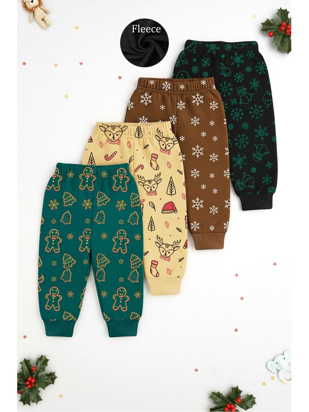 YK X Trampoline Infants Pack Of 4 Printed Mid-Rise Joggers Lounge Pants-picture-19