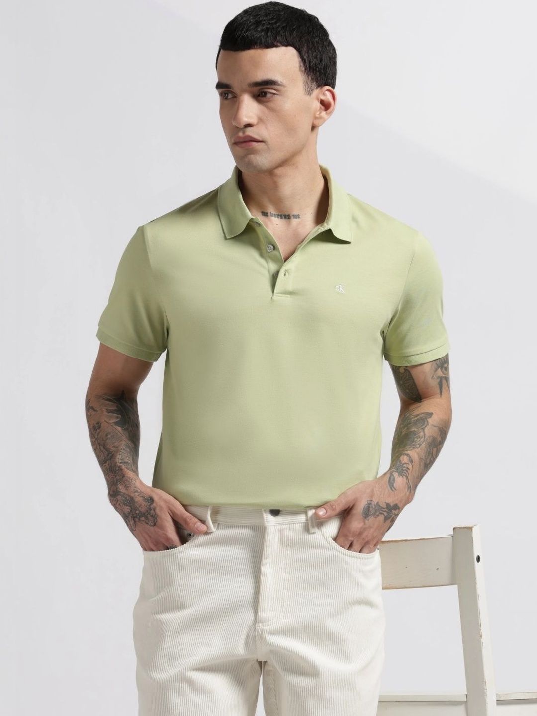 Calvin Klein Jeans Men Brand Logo Polo Collar T-shirt