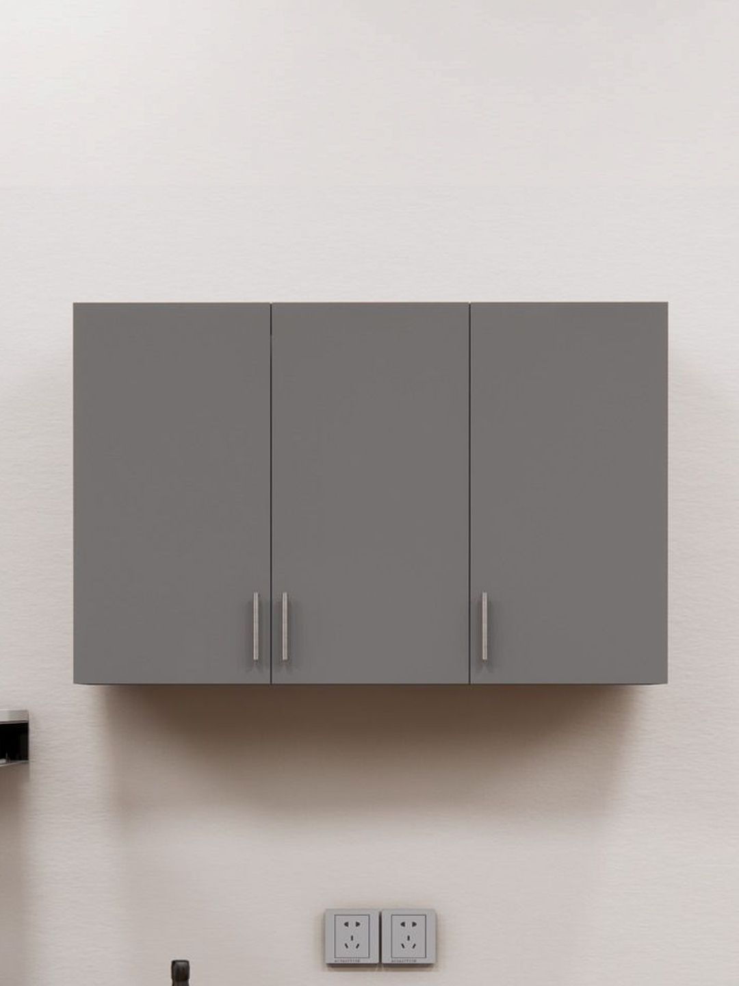 SPECIALITY PANELS Grey 3-Doors Modular Wall Mounted Kitchen Cabinet With Adjustable Shelf