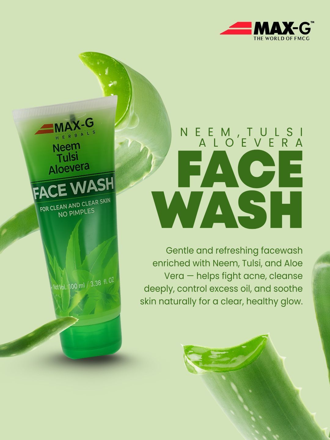 MAX-G Neem Tulsi & Aloe Vera Face Wash - 100 m,-image-12