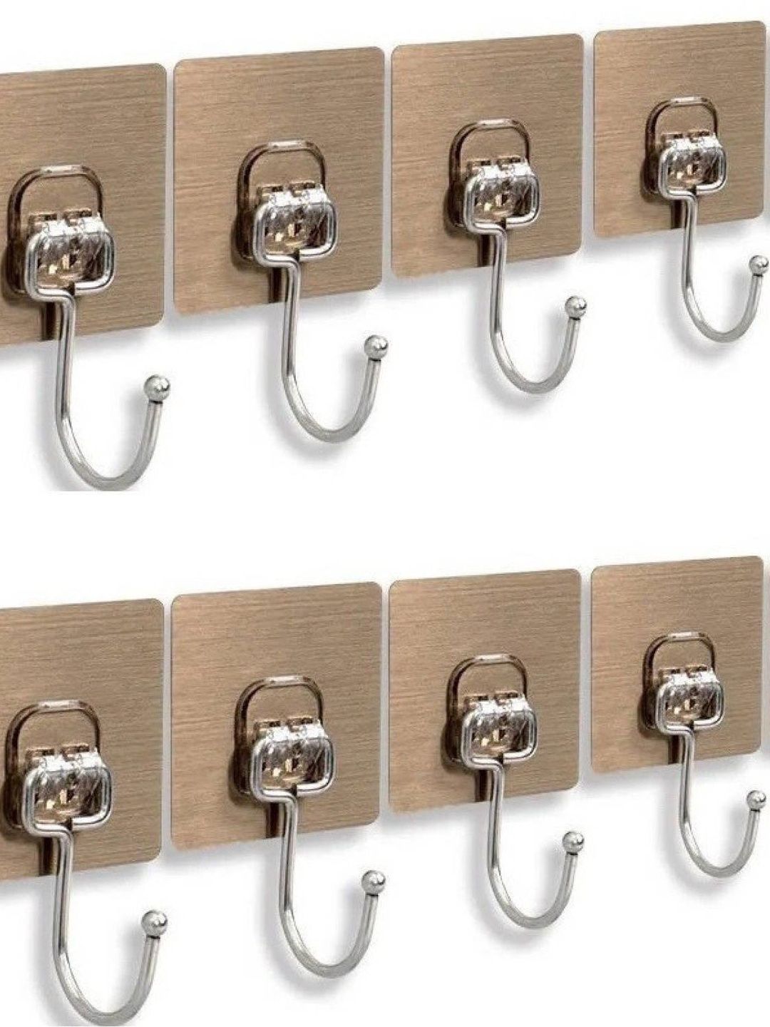 REDCARP 10-Pcs White & Brown Stainless Steel Hooks and Holders-image-9