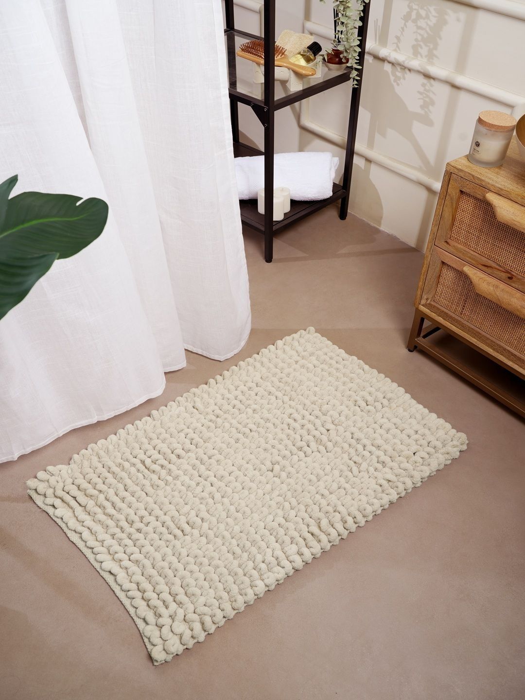 RALIA HOMES Beige Anti-Skid Bath Rugs-image-49