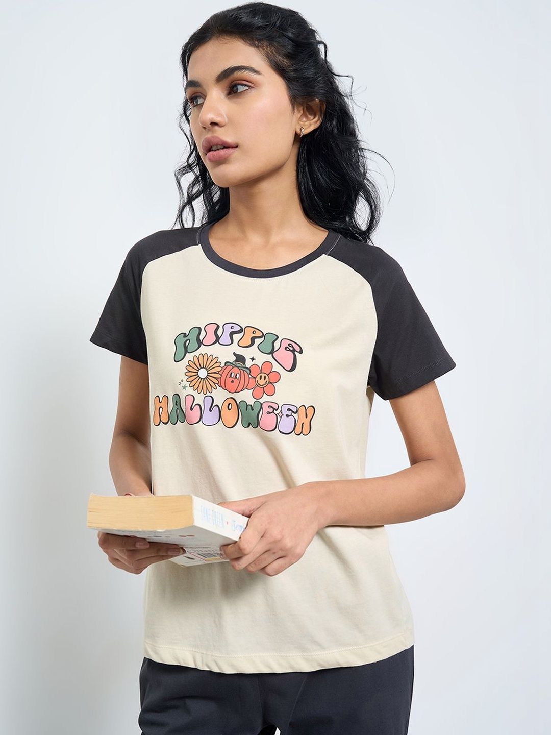 Dreamz by Pantaloons Printed Cotton Round Neck Lounge Tshirts-picture-14