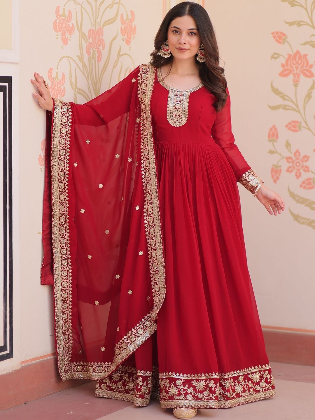 KALINI Women Embroidered Sequinned Georgette Anarkali Kurta-picture-54