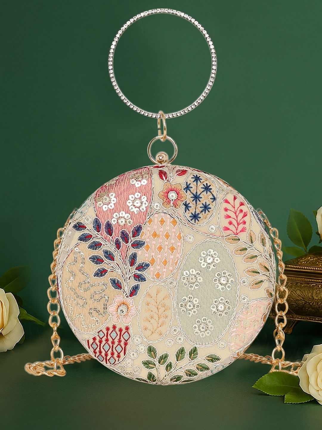 ESBEDA Blossom Embroidered Round Framed Clutch-picture-21