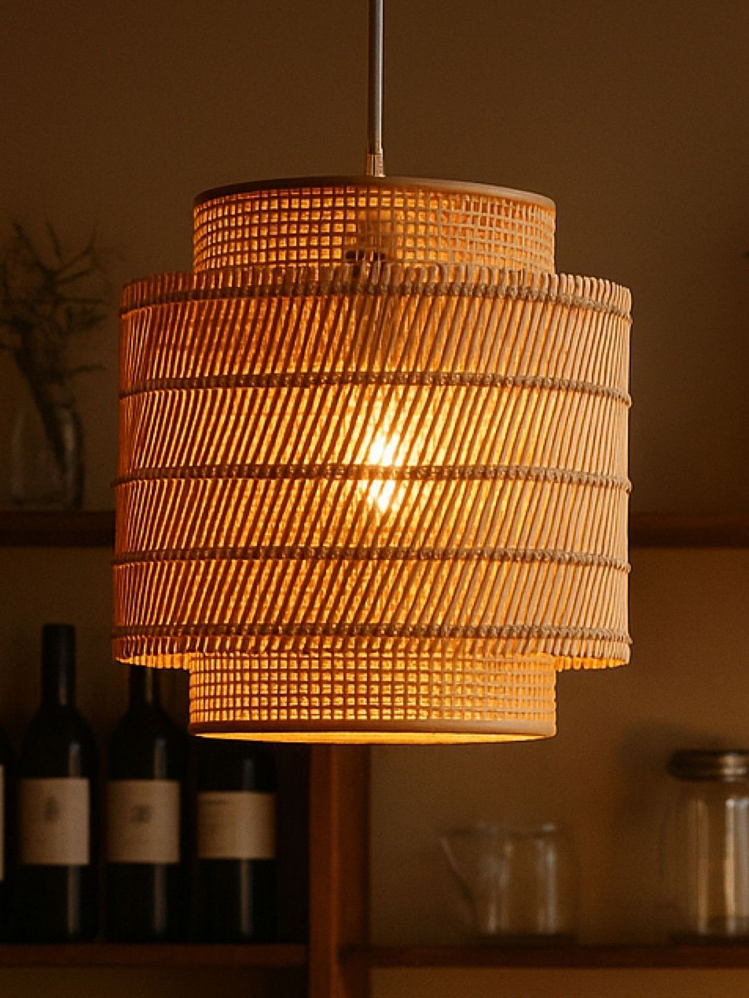 HABERE INDIA Brown & Brown Textured Ceiling Lamp-picture-12