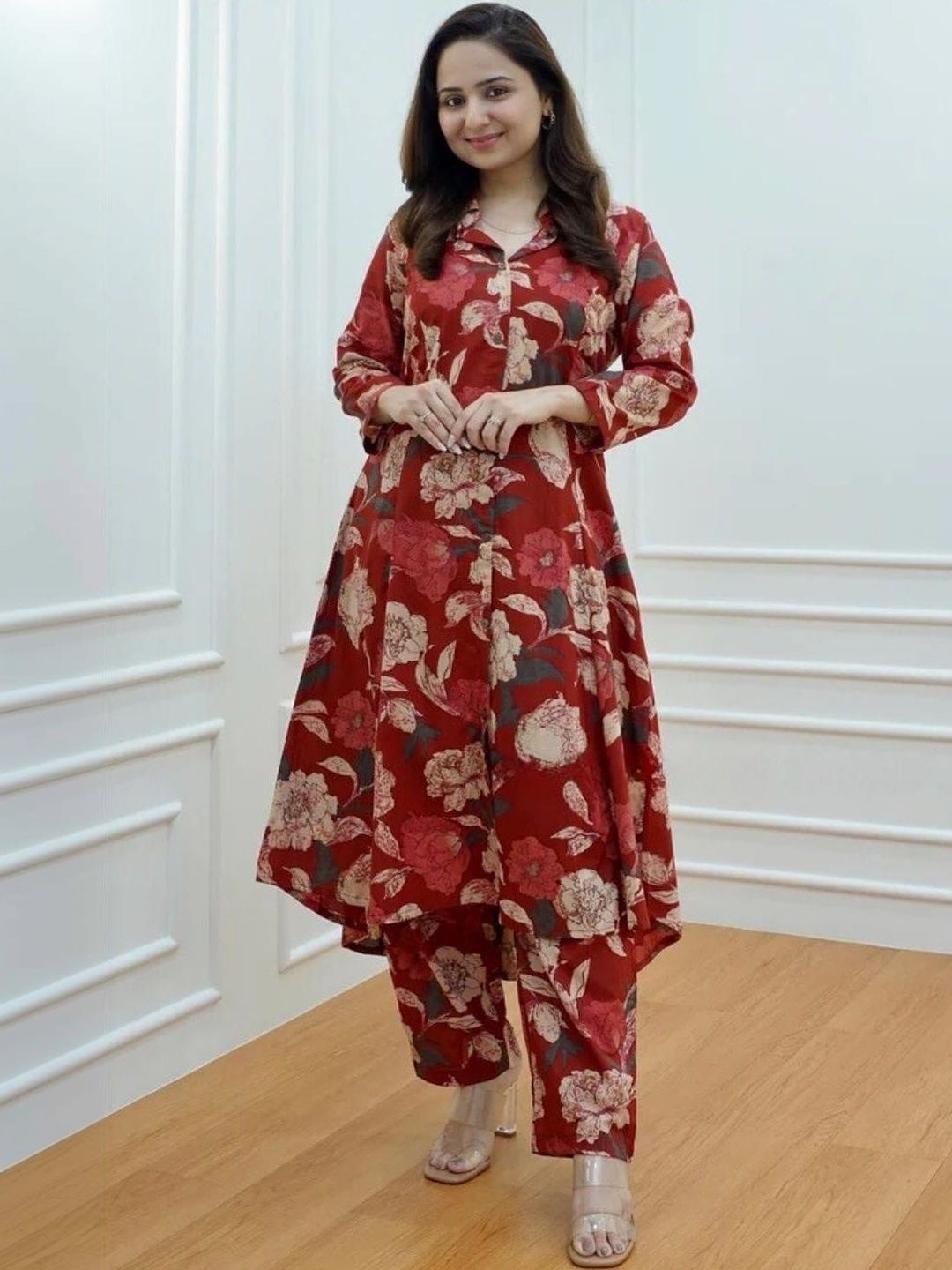 LERIYA FASHION Printed Shirt Collar Tunic & Trousers Co-Ords-picture-22