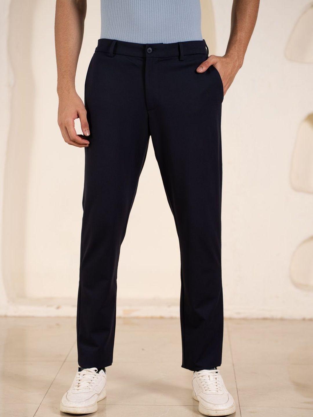 The Pant Project Men Smart Straight Fit Wrinkle Free Trousers-picture-40