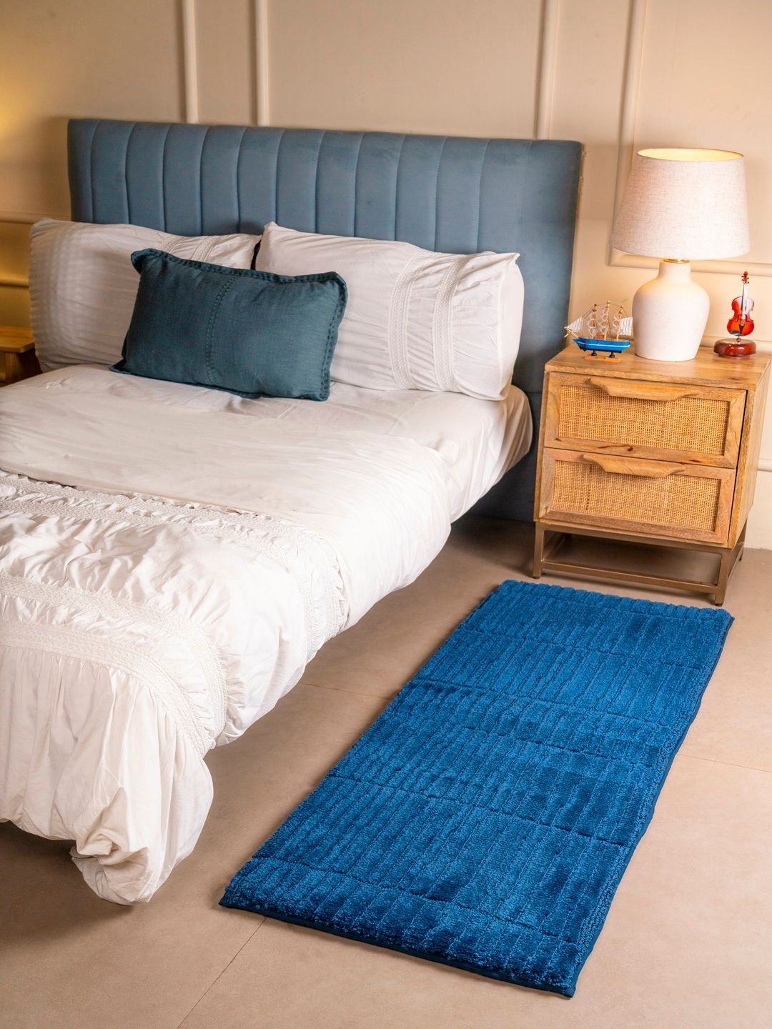 RALIA HOMES Blue Striped Anti-Skid Bedside Floor Runner-picture-20