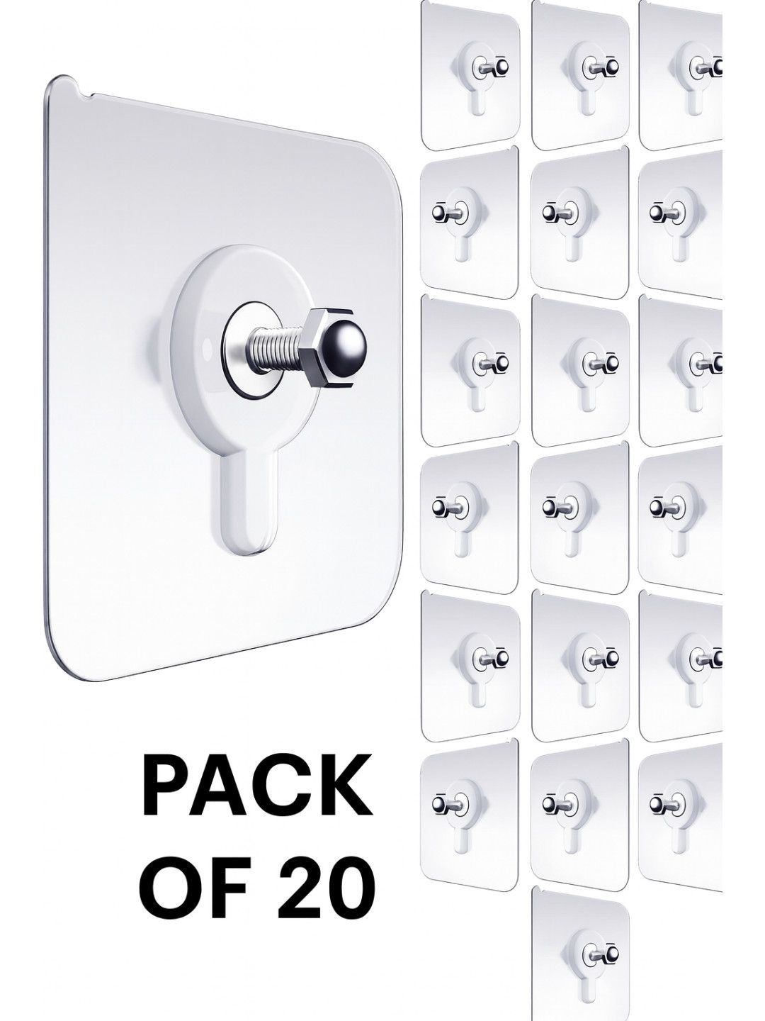 DeoDap 20Pcs Transparent Wall Mounted Nail-Free & No-Drilling Hooks-picture-50