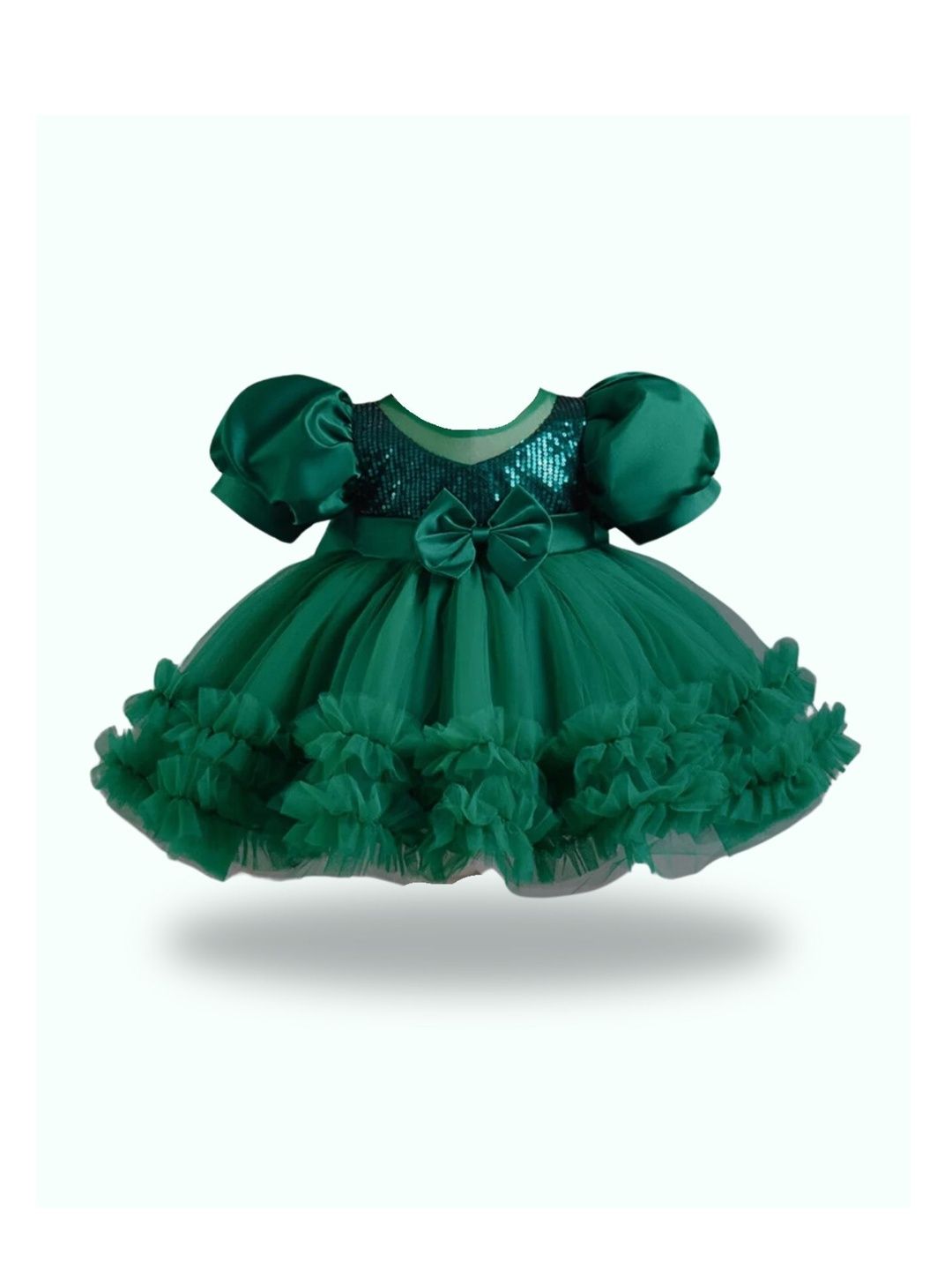 BAESD Embellished Print Puff Sleeve A-Line Dress-picture-22