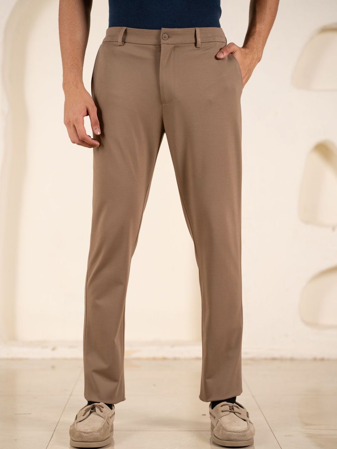 The Pant Project Men Smart Straight Fit Wrinkle Free Trousers-picture-55
